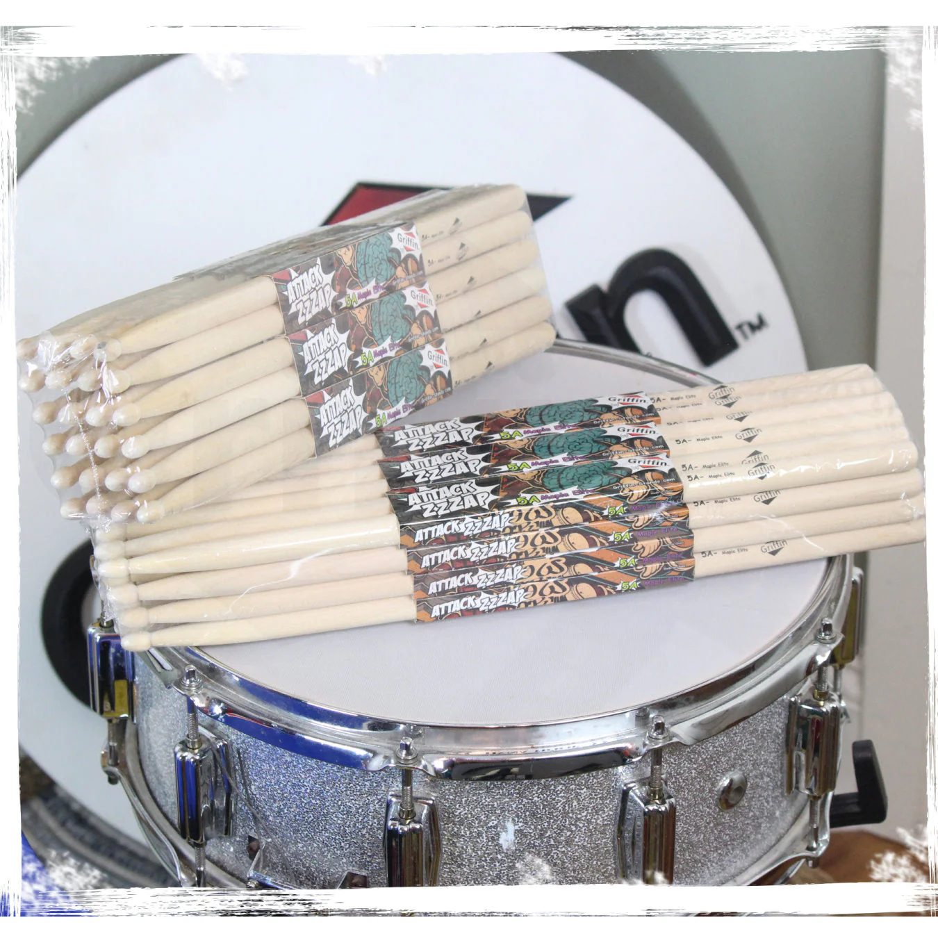 GRIFFIN Attack Zzzap Drum Sticks - 24 Pairs of Select Elite Maple Wood Size 5A - Drummers Percussion Classic Pure Grit Uncoated, Raw Wood Drumming Sticks by GeekStands.com - Image 6