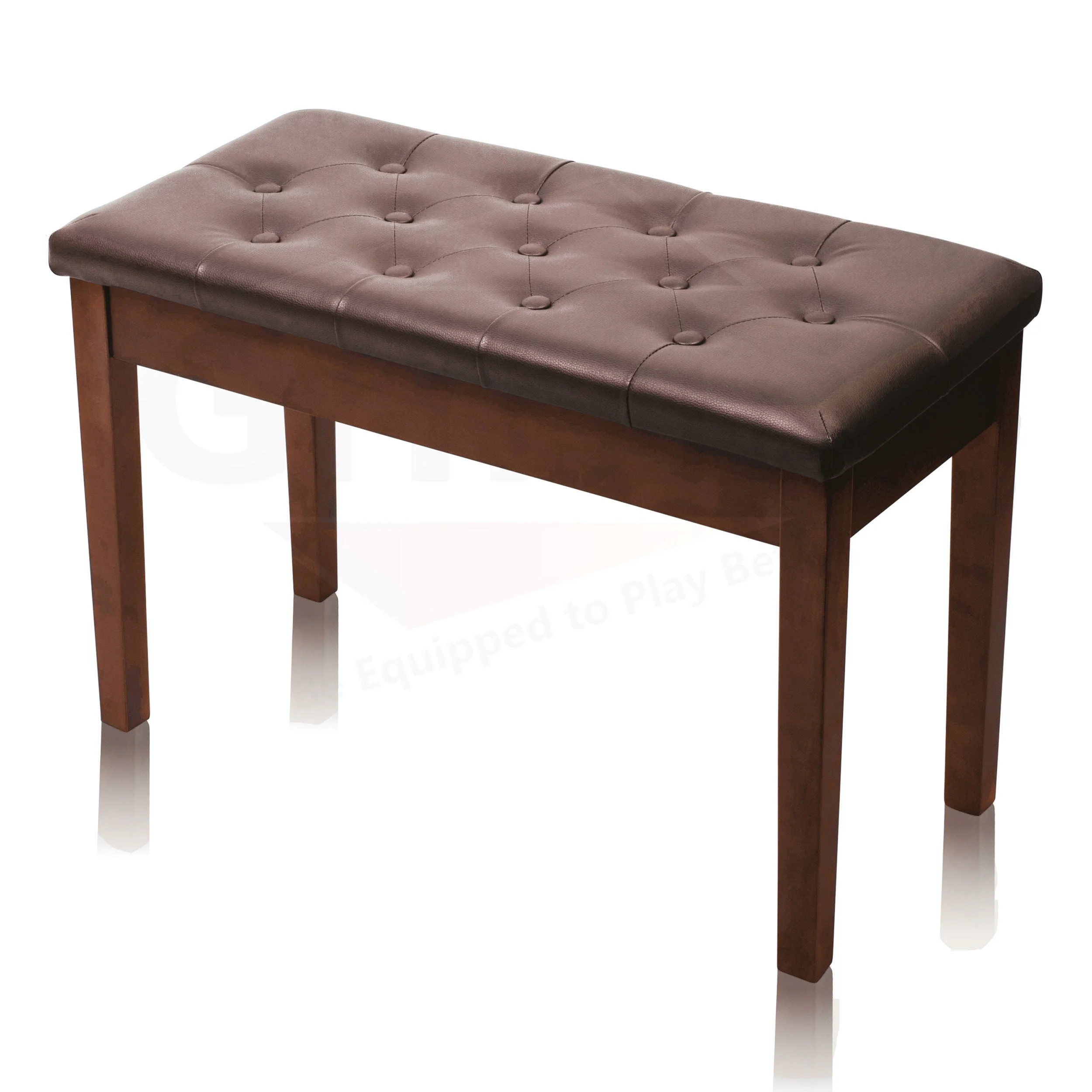 GRIFFIN Brown Wood PU Leather Piano Bench - Double Vintage Design, Ergonomic Chair Musicians Keyboard Stool - Cushion Duet Seat & Sheet Music Storage by GeekStands.com - Image 6