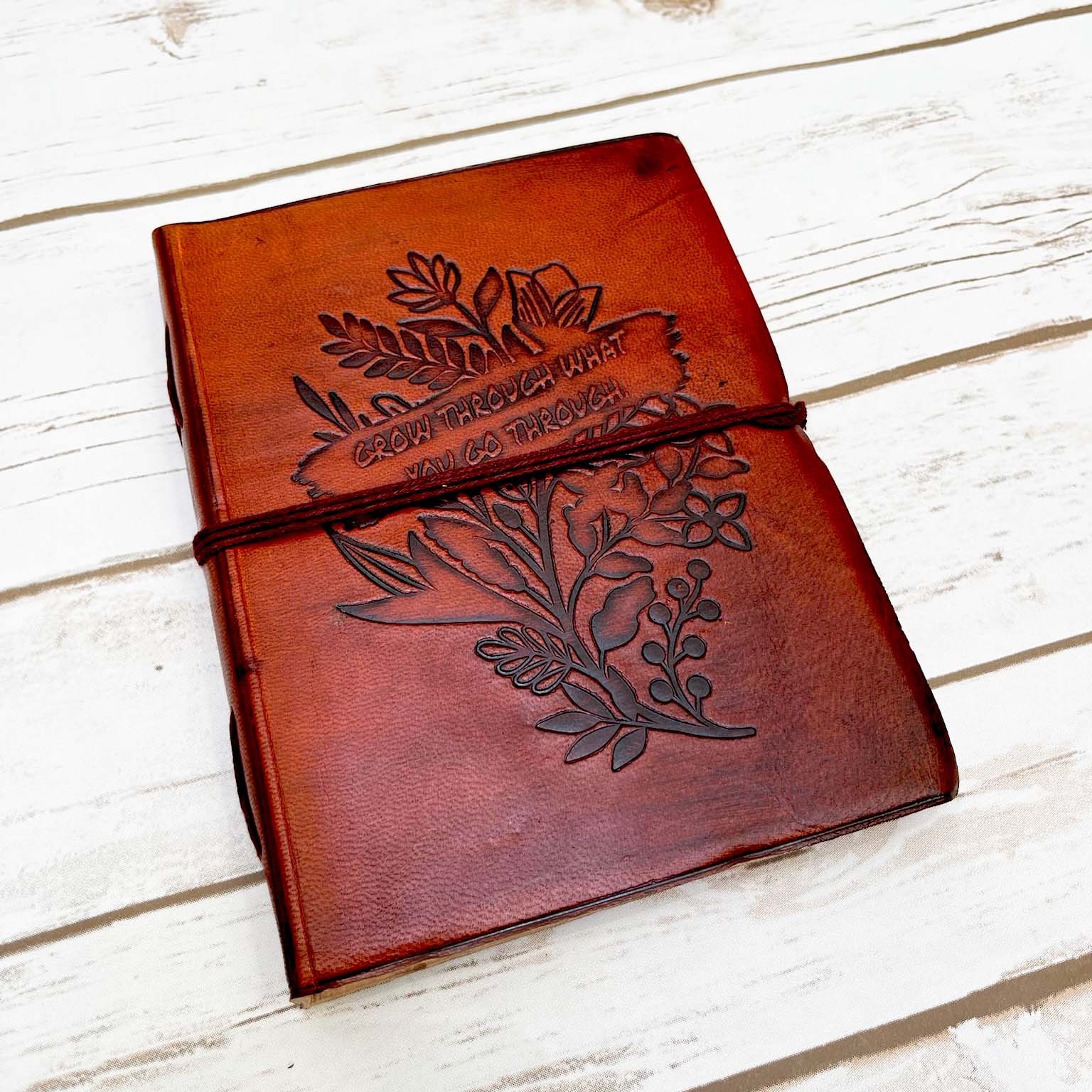 Grow Through Quote Leather Journal - 8x6 Size by Soothi - Image 5
