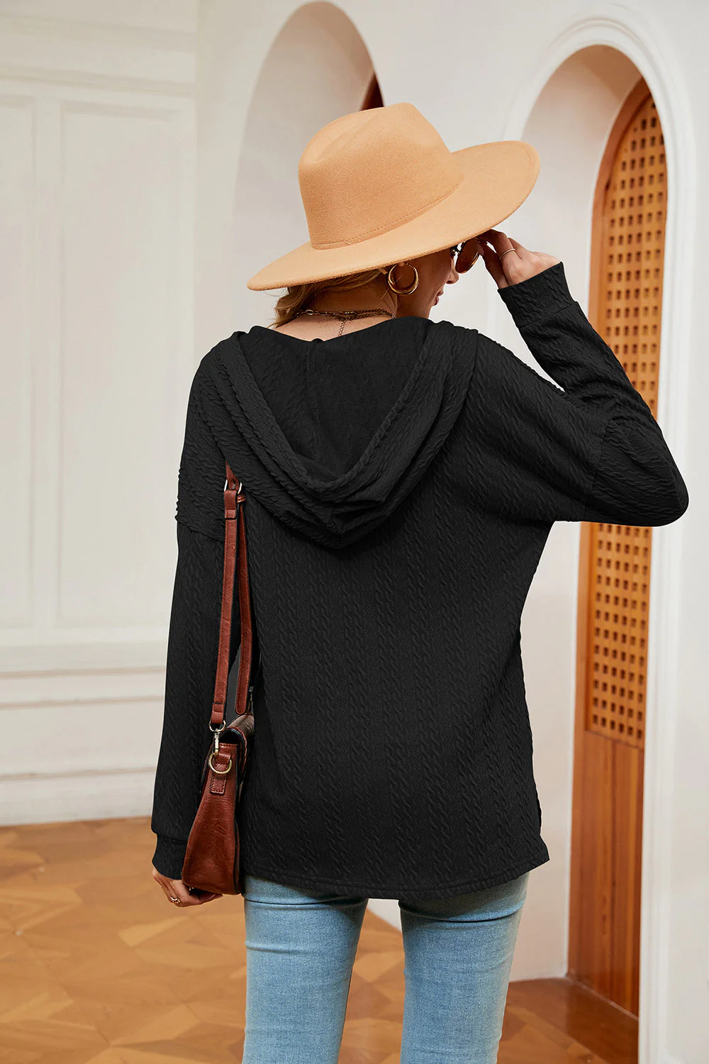Half-Button Dropped Shoulder Hoodie - Image 12