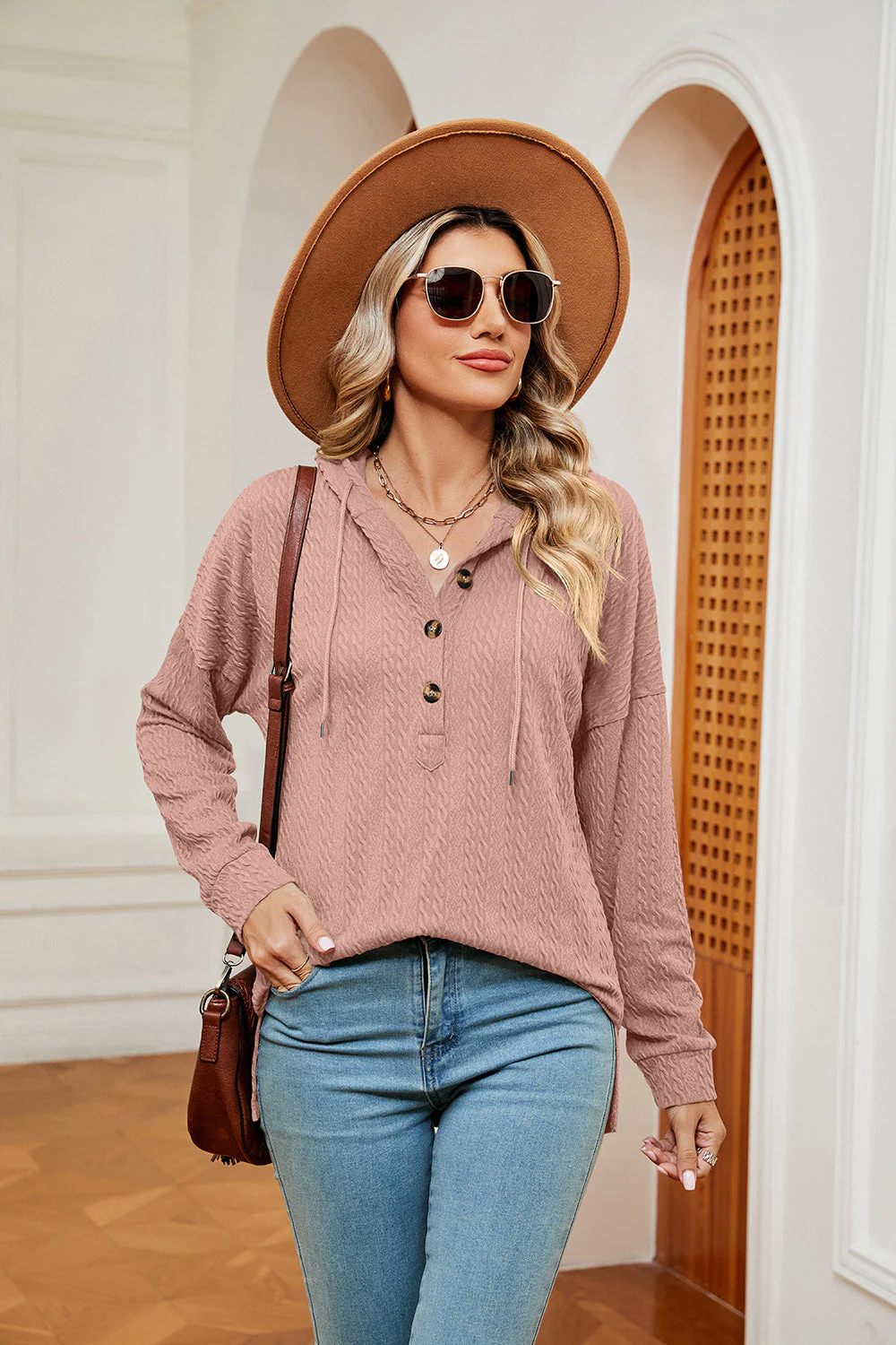 Half-Button Dropped Shoulder Hoodie - Image 17