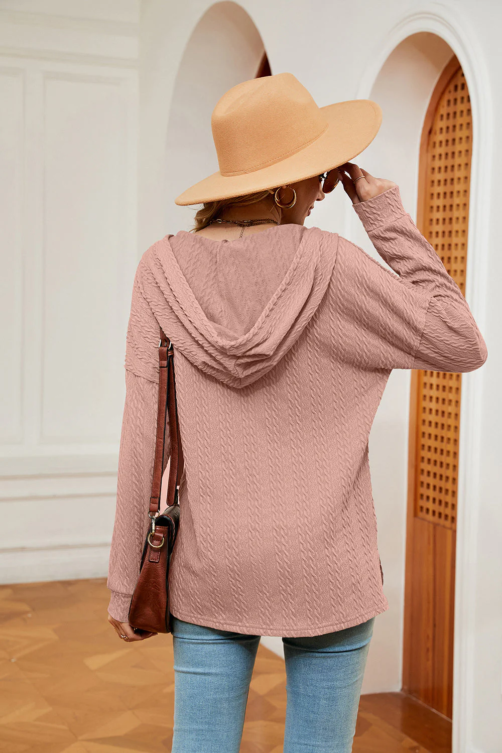 Half-Button Dropped Shoulder Hoodie - Image 20