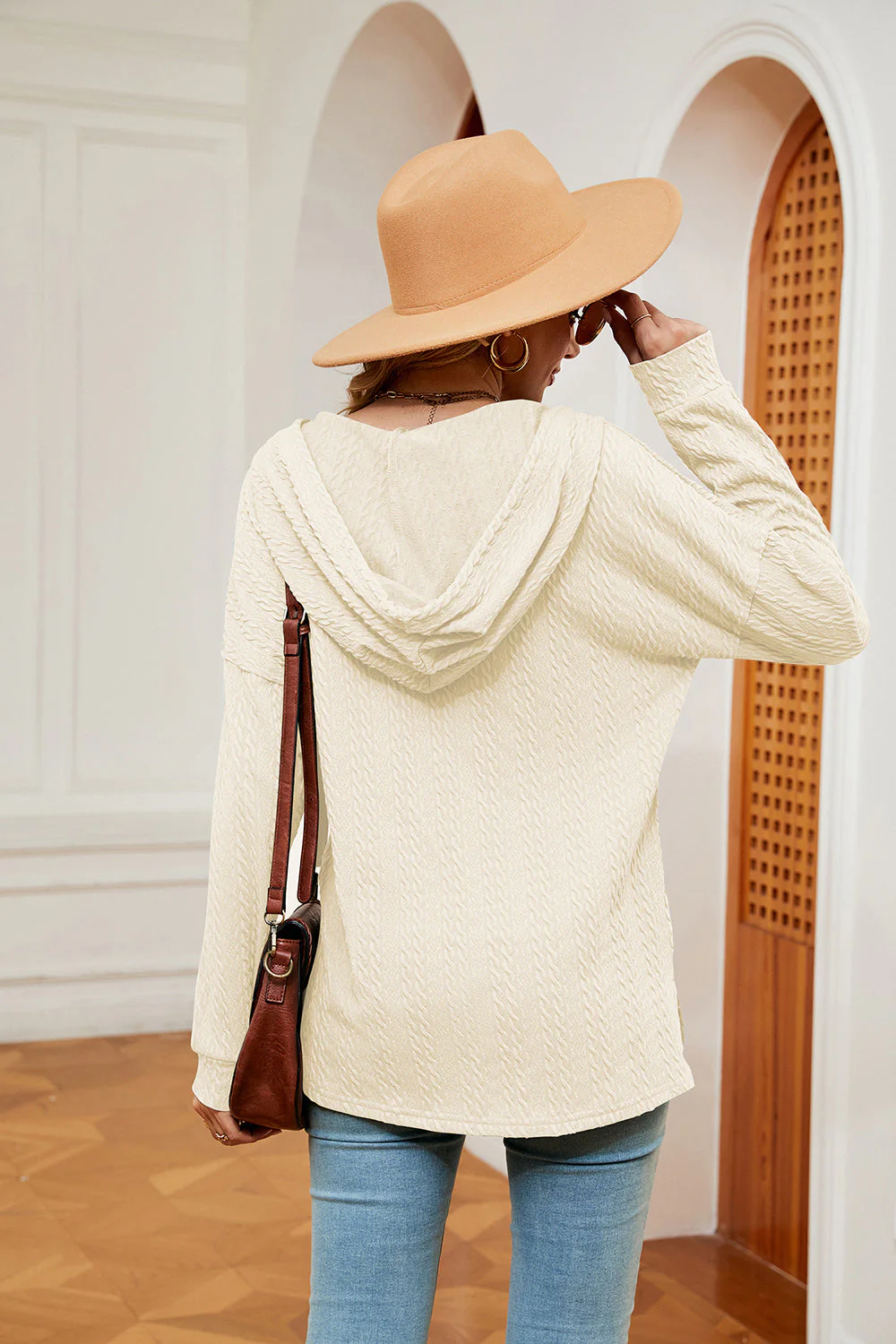 Half-Button Dropped Shoulder Hoodie - Image 28
