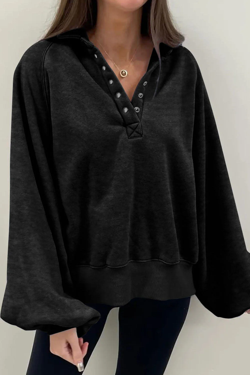 Half Snap Long Sleeve Sweatshirt - Image 2