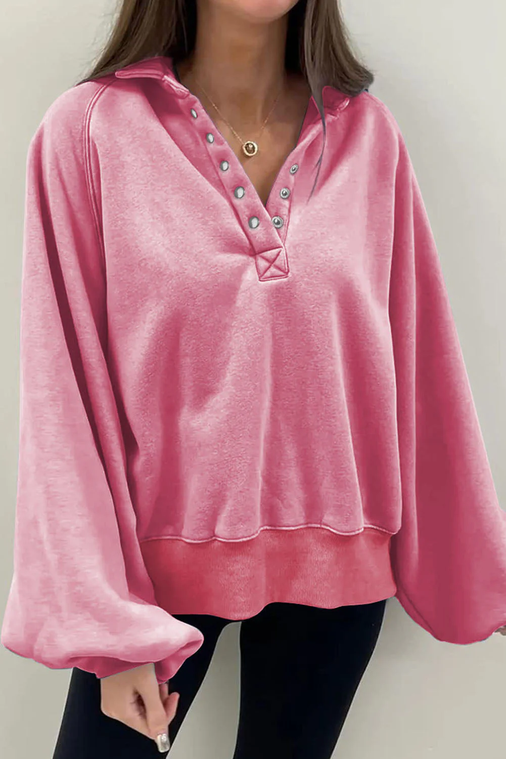 Half Snap Long Sleeve Sweatshirt - Image 4