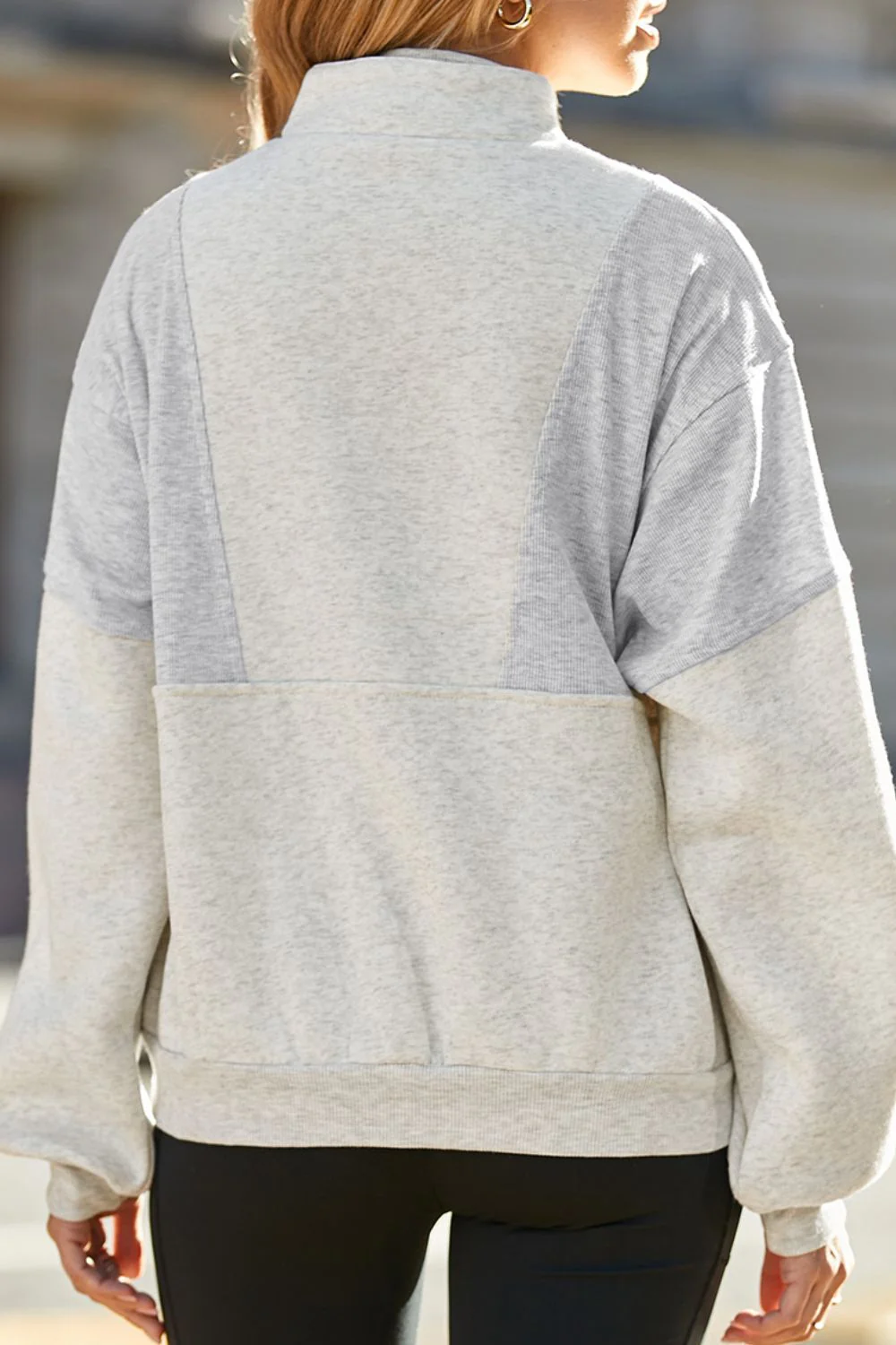 Half Zip Drop Shoulder Long Sleeve Sweatshirt - Image 19