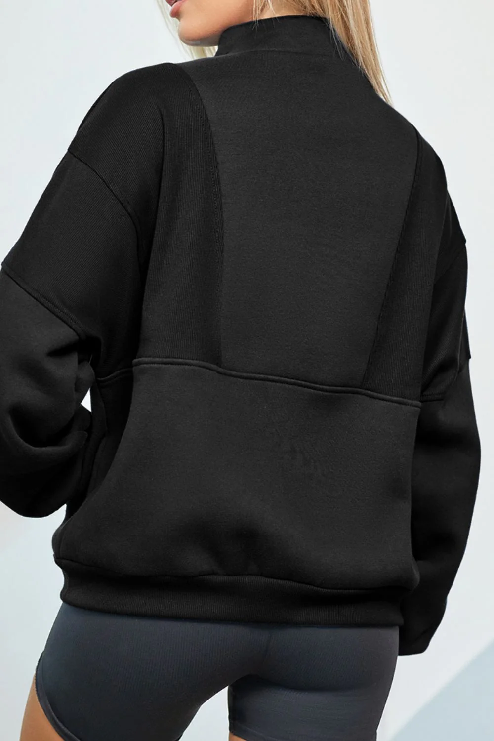 Half Zip Drop Shoulder Long Sleeve Sweatshirt - Image 23