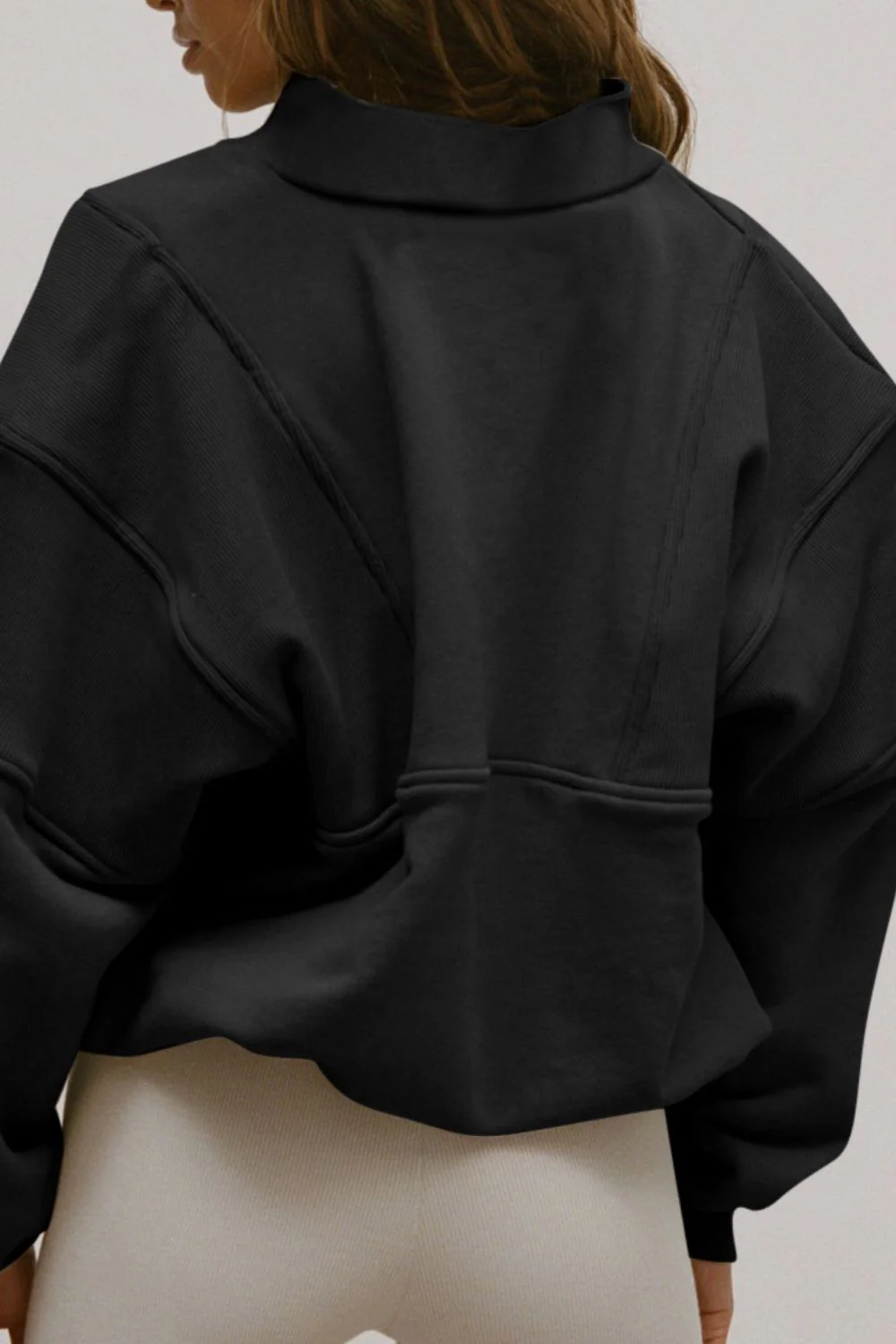 Half Zip Drop Shoulder Long Sleeve Sweatshirt - Image 24