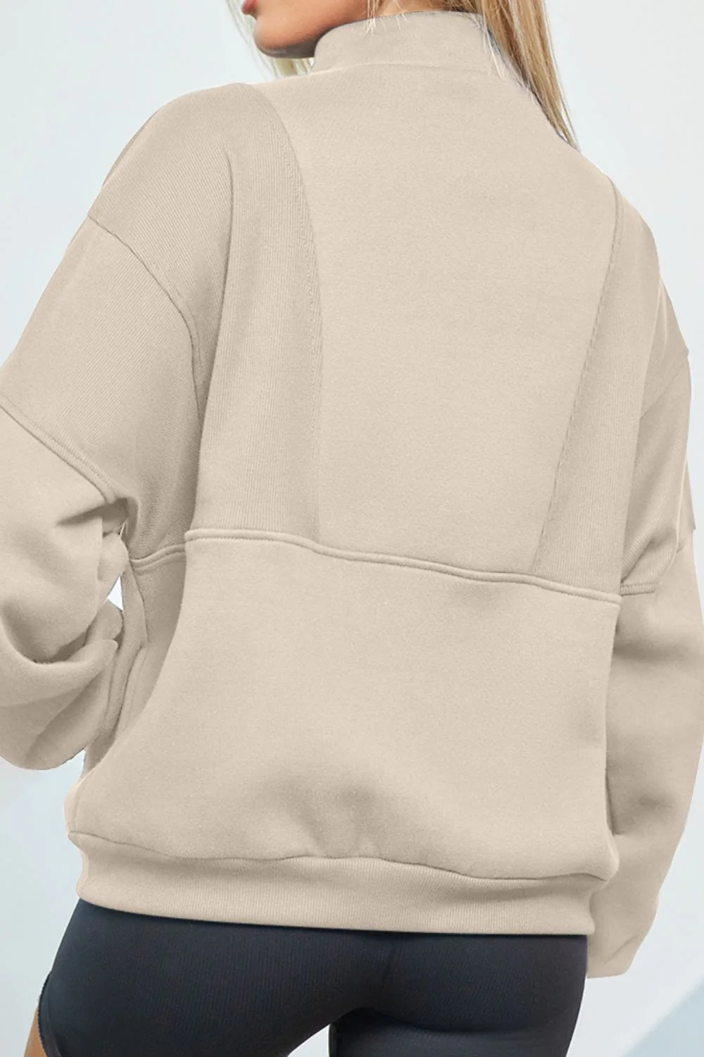 Half Zip Drop Shoulder Long Sleeve Sweatshirt - Image 9