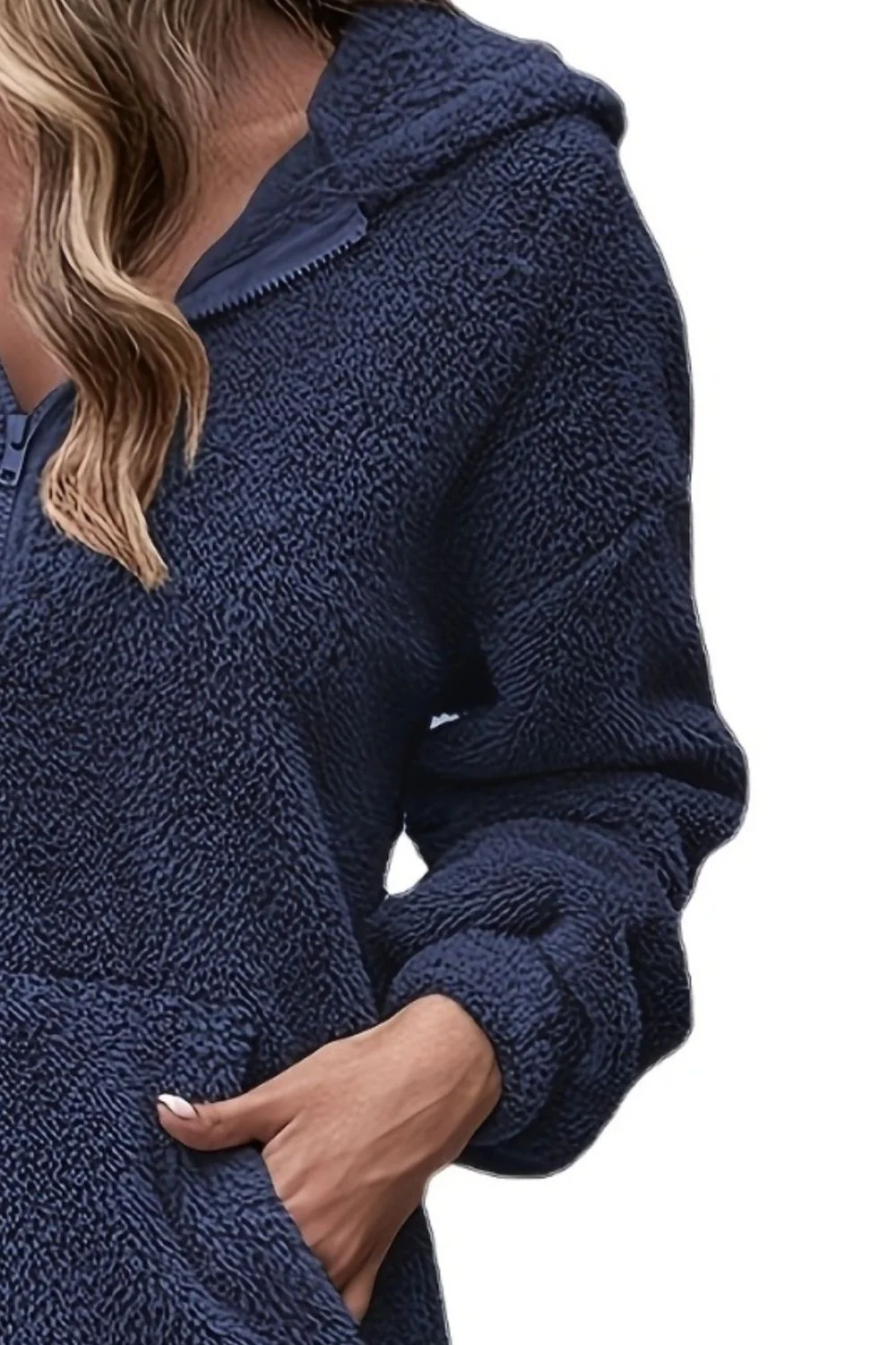 Half Zip Dropped Shoulder Oversized Hoodie - Image 12