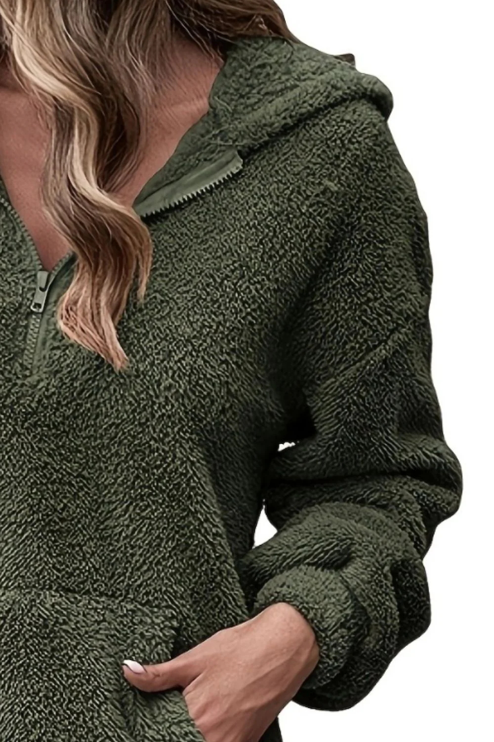 Half Zip Dropped Shoulder Oversized Hoodie - Image 9