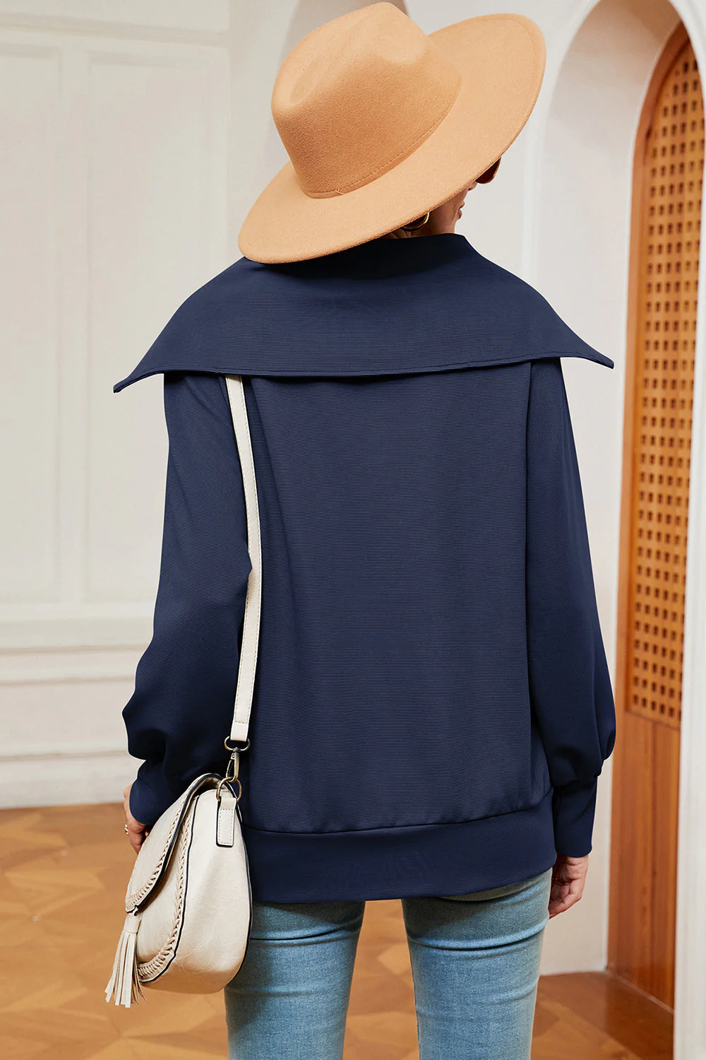 Half Zip Lantern Sleeve Sweatshirt - Image 12