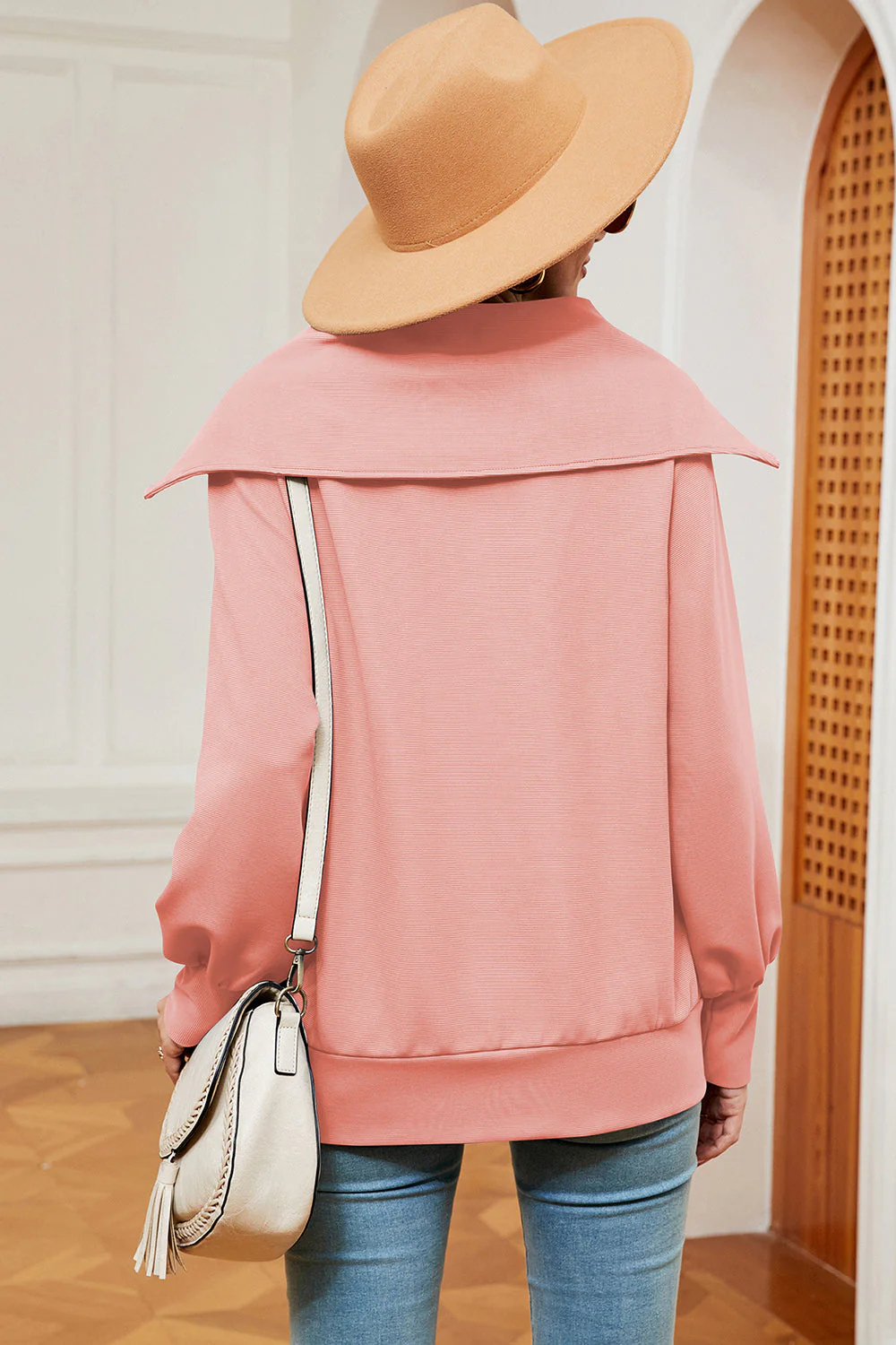 Half Zip Lantern Sleeve Sweatshirt - Image 2