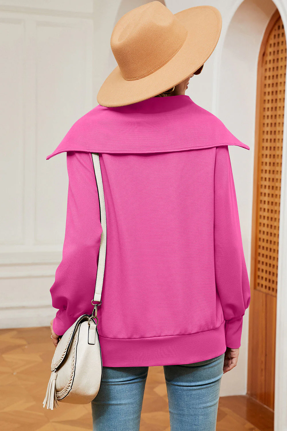 Half Zip Lantern Sleeve Sweatshirt - Image 20