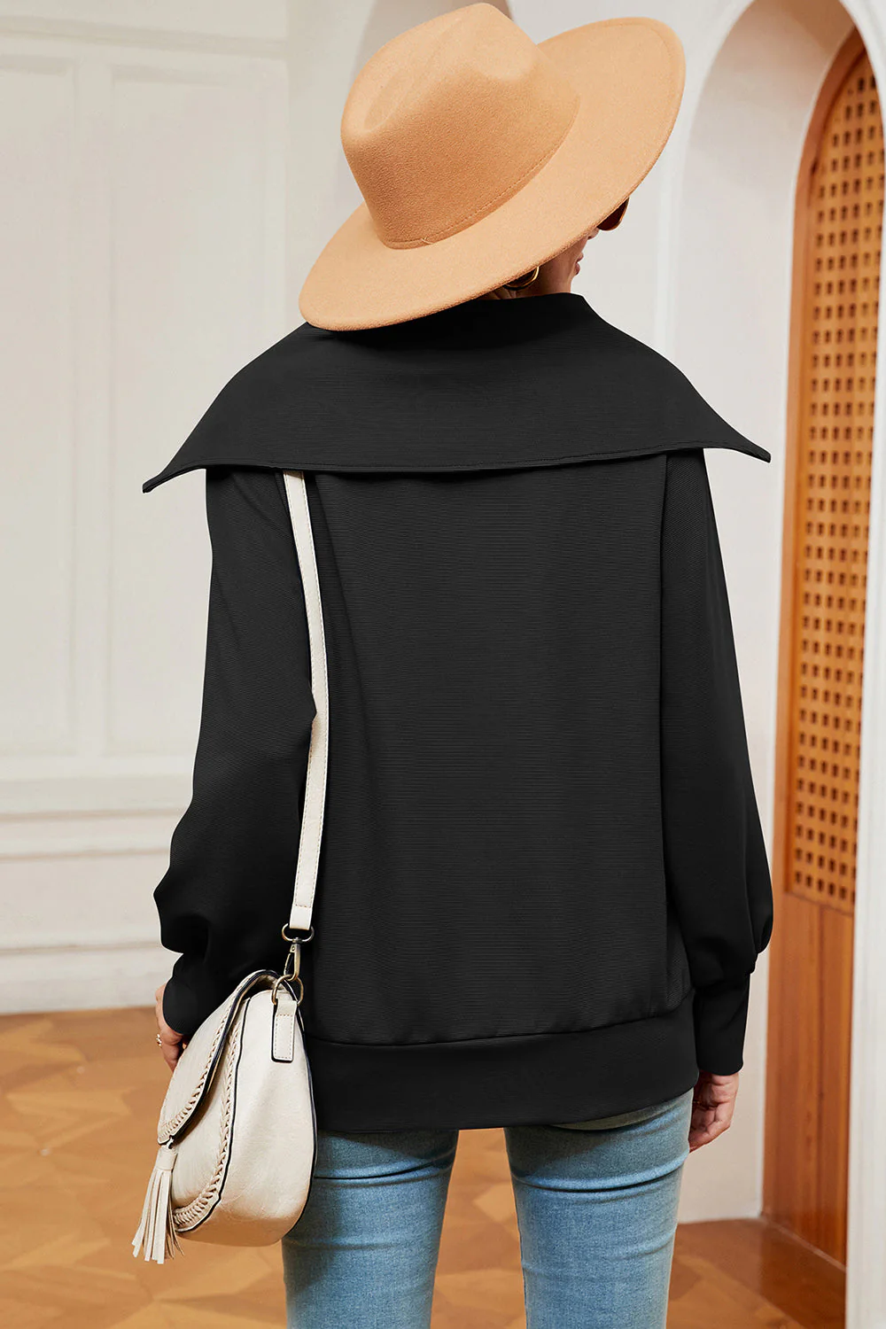Half Zip Lantern Sleeve Sweatshirt - Image 8