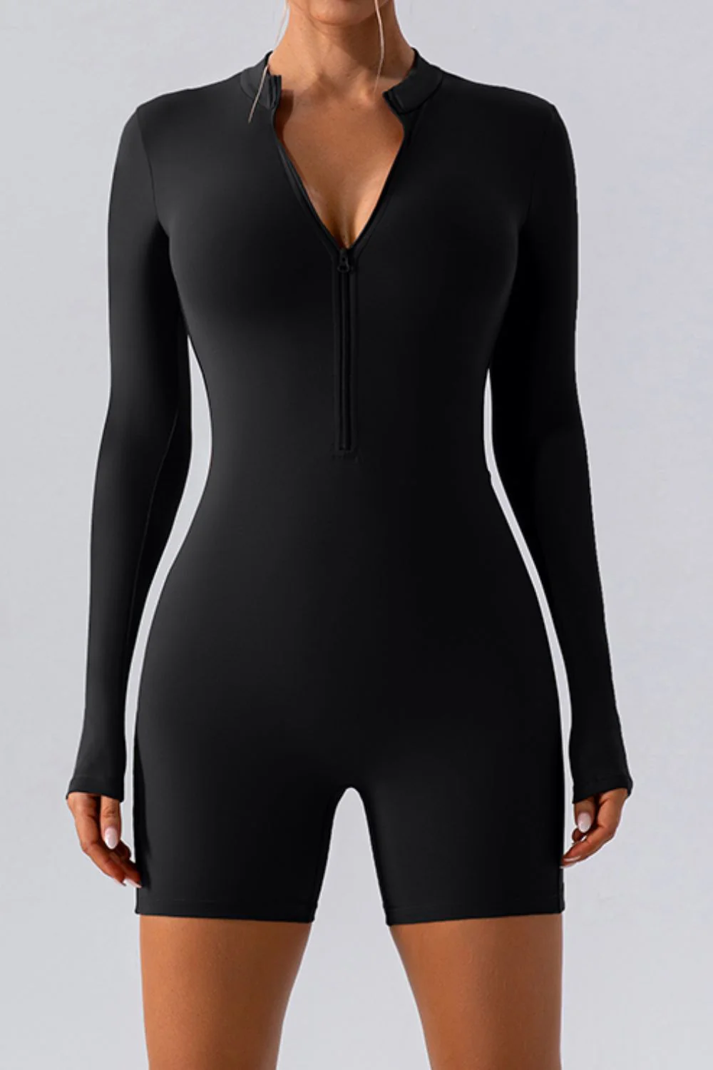 Half Zip Long Sleeve Active Romper - Image 13