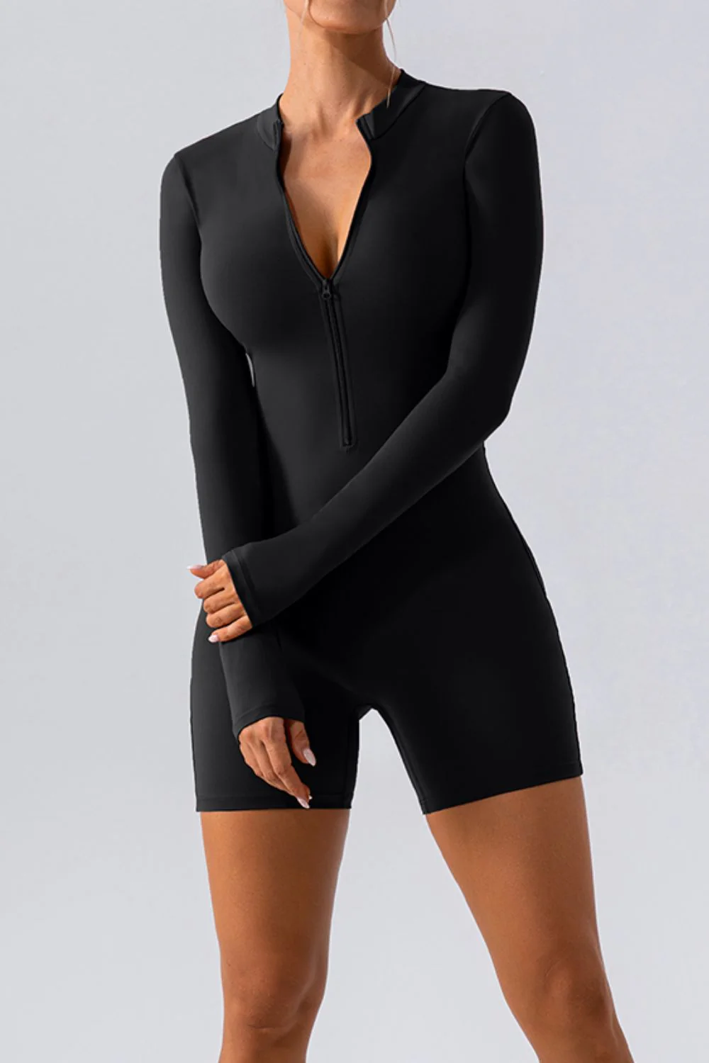 Half Zip Long Sleeve Active Romper - Image 14