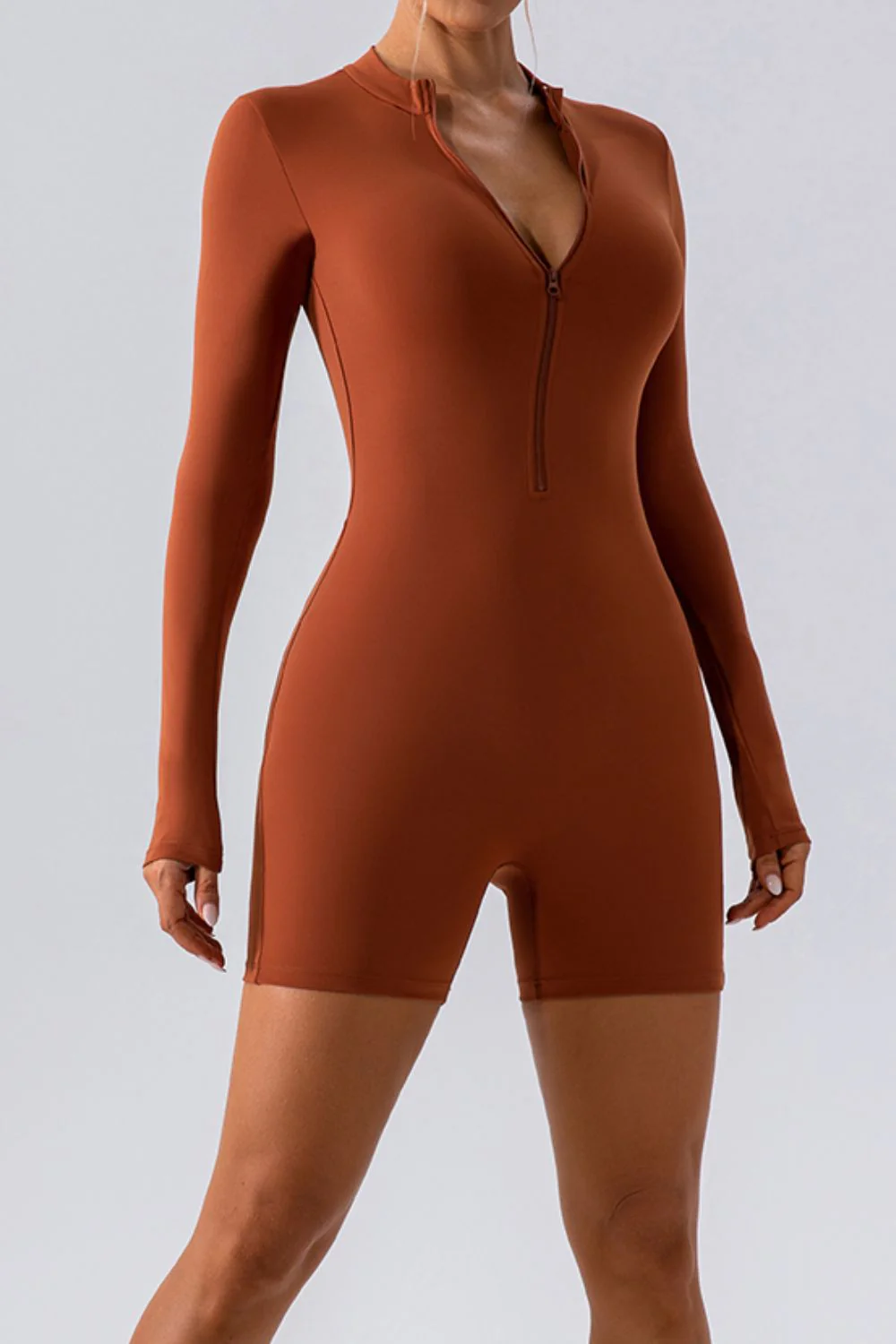 Half Zip Long Sleeve Active Romper - Image 3