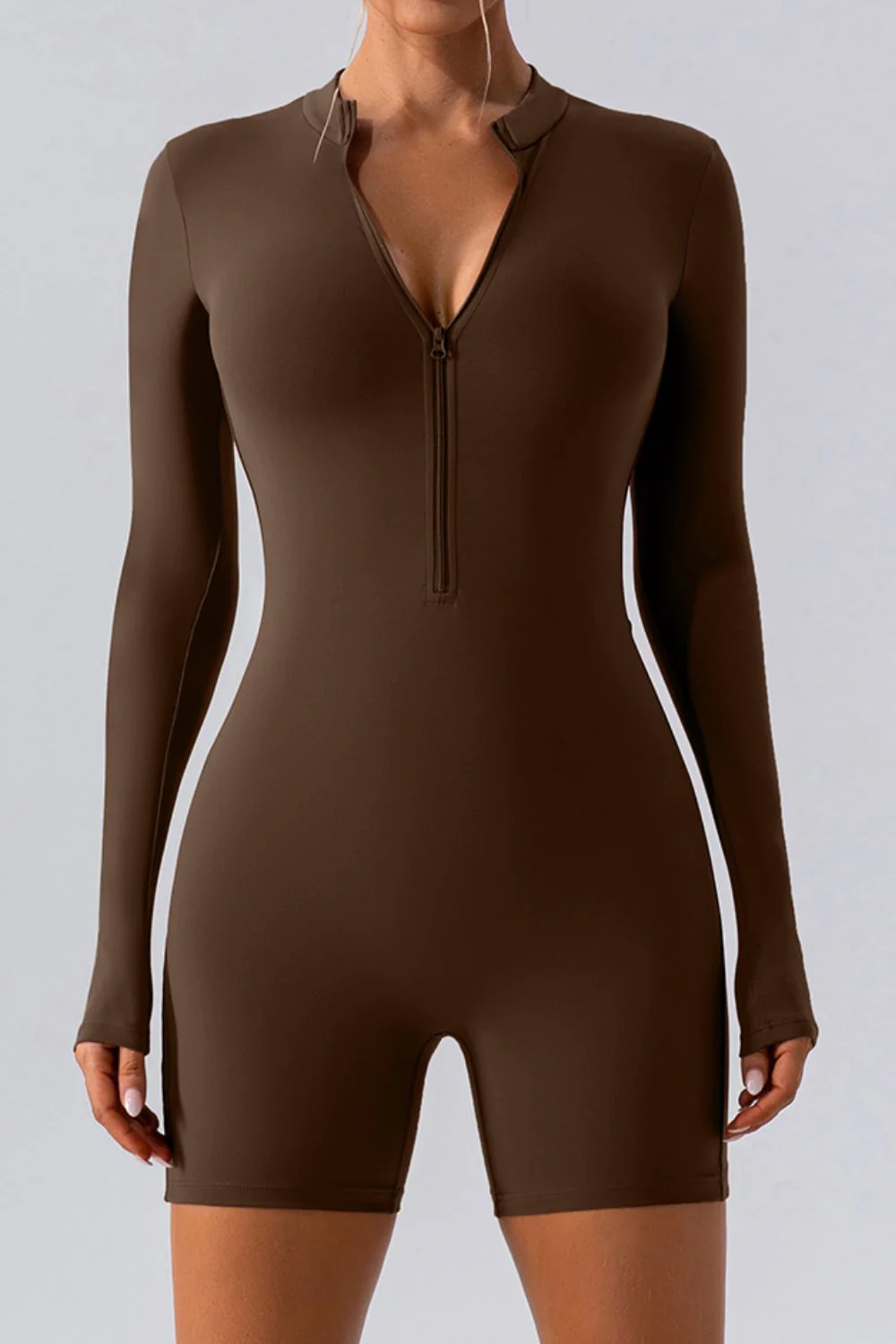 Half Zip Long Sleeve Active Romper - Image 4