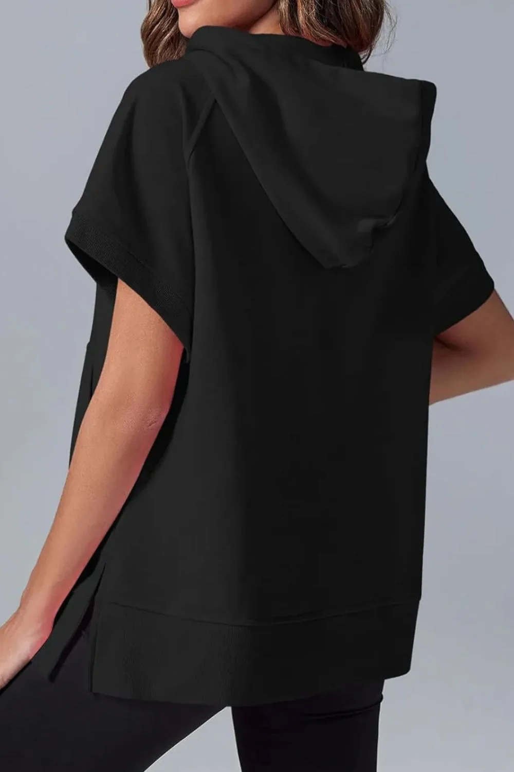 Half Zip Short Sleeve Hoodie - Image 6