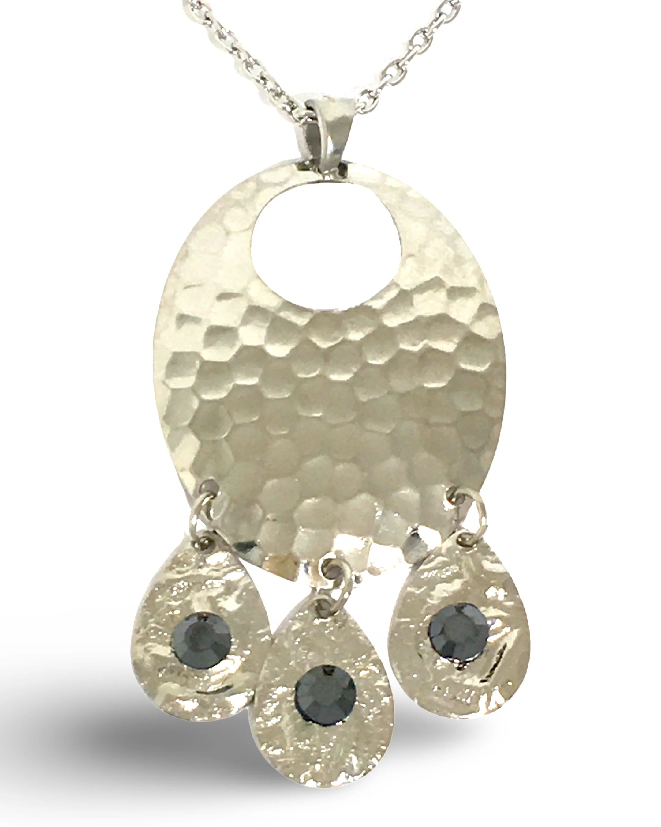 Hammered Jet Black Chandelier Necklace by The Urban Charm - Image 2