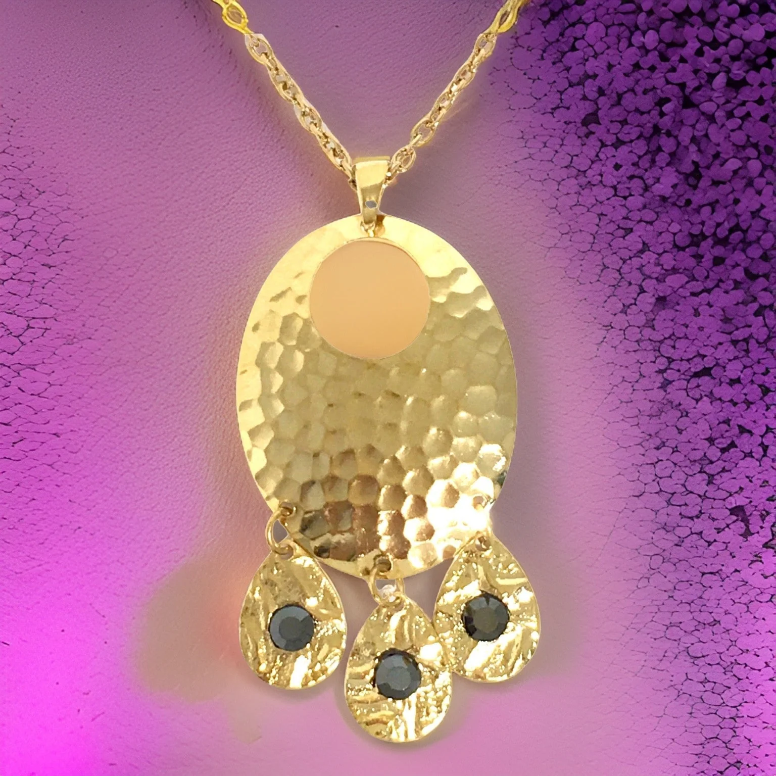 Hammered Jet Black Chandelier Necklace by The Urban Charm - Image 3