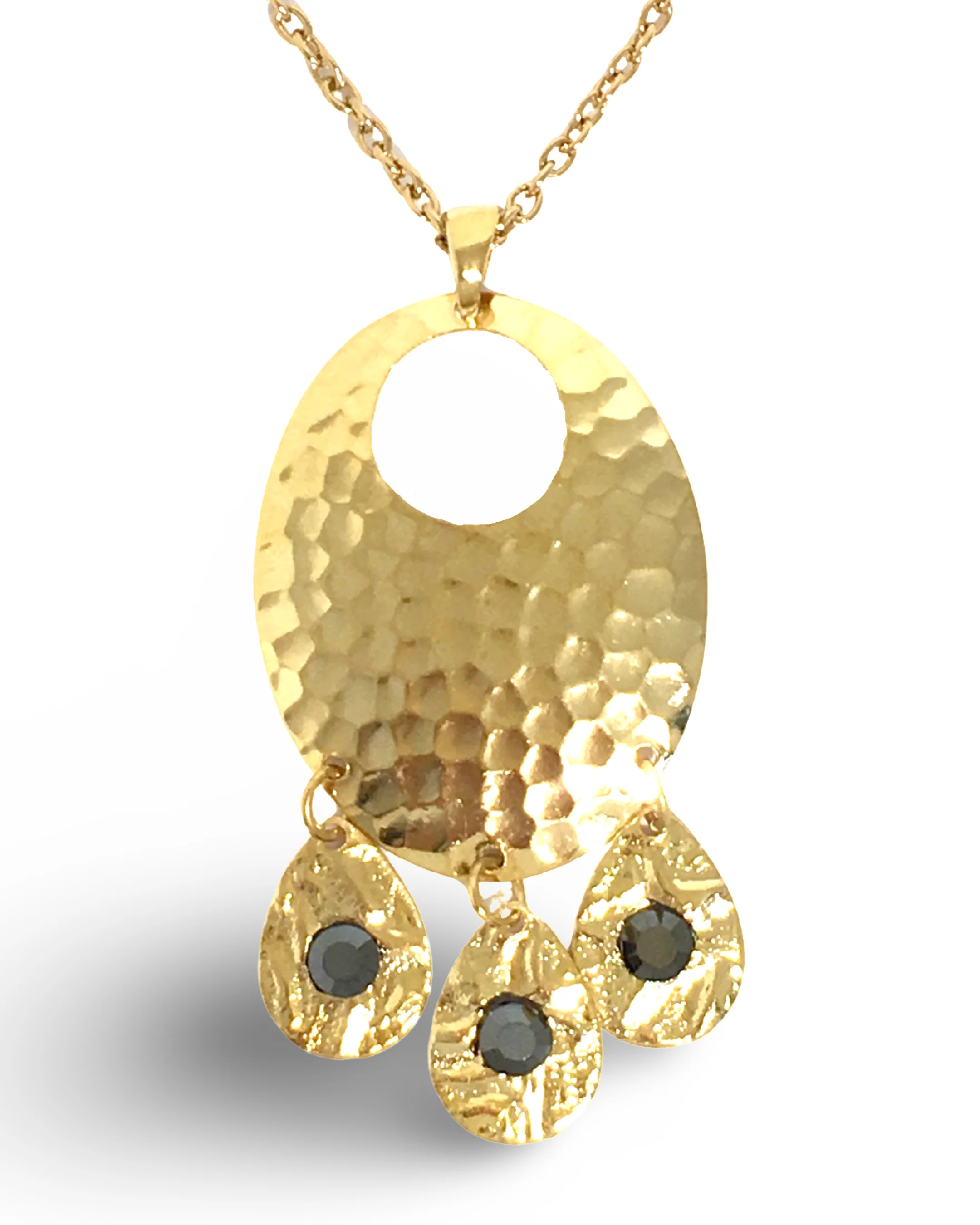 Hammered Jet Black Chandelier Necklace by The Urban Charm - Image 4