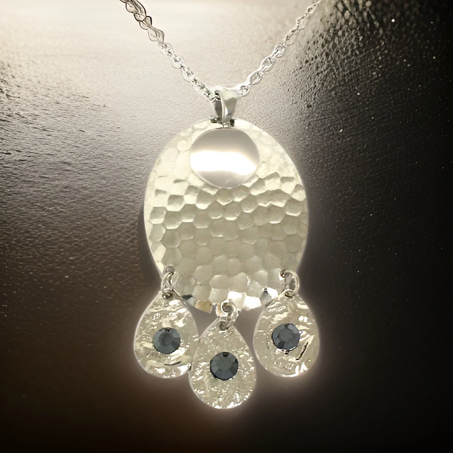 Hammered Jet Black Chandelier Necklace by The Urban Charm - Image 6