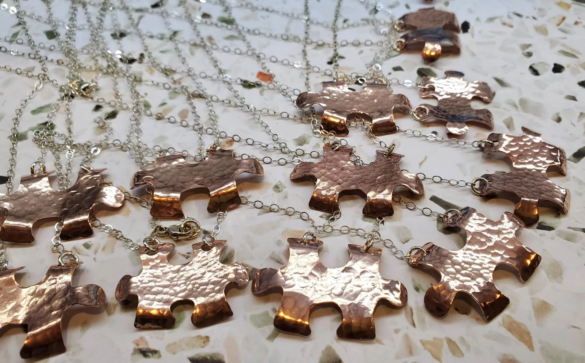 Handmade Hammered Copper Puzzle Piece Necklace by Alexa Martha Designs - Image 2