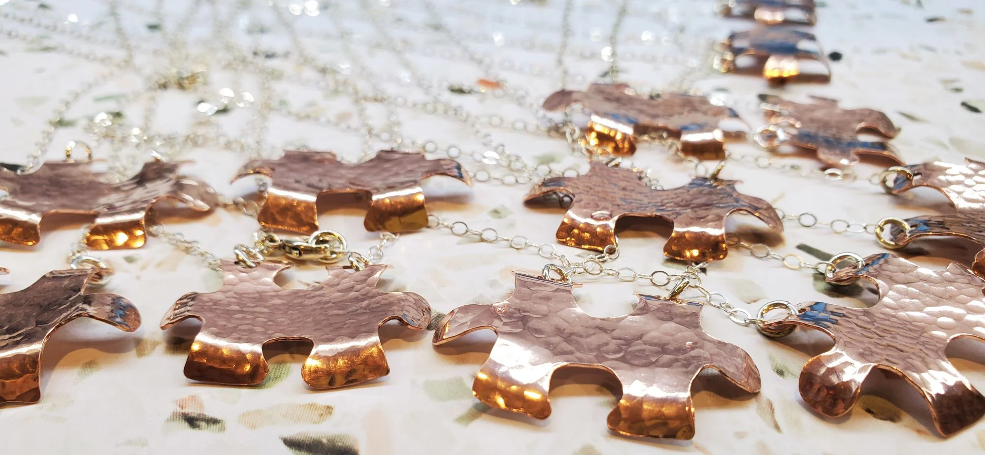 Handmade Hammered Copper Puzzle Piece Necklace by Alexa Martha Designs - Image 3