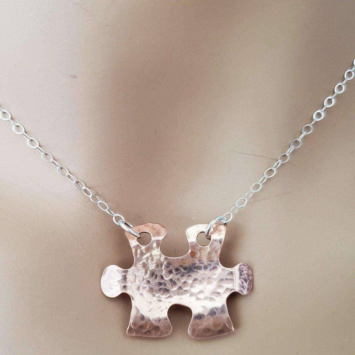 Handmade Hammered Copper Puzzle Piece Necklace by Alexa Martha Designs - Image 4