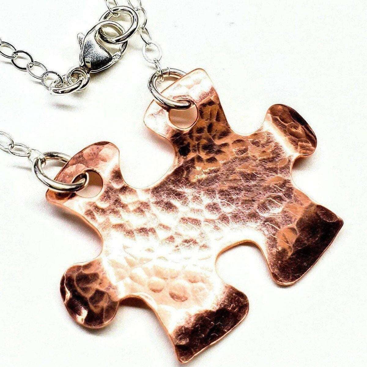 Handmade Hammered Copper Puzzle Piece Necklace by Alexa Martha Designs - Image 5