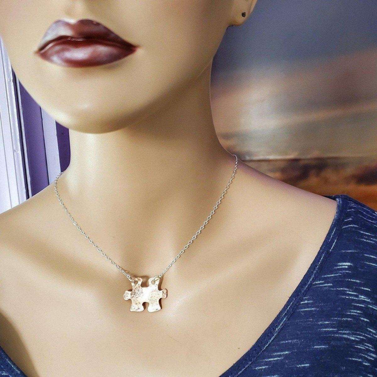 Handmade Hammered Copper Puzzle Piece Necklace by Alexa Martha Designs - Image 6