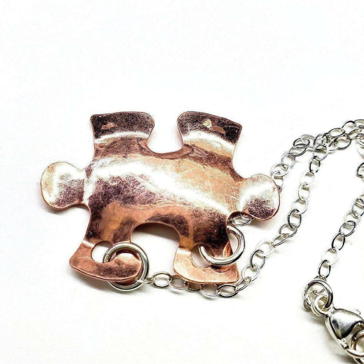 Handmade Hammered Copper Puzzle Piece Necklace by Alexa Martha Designs - Image 9