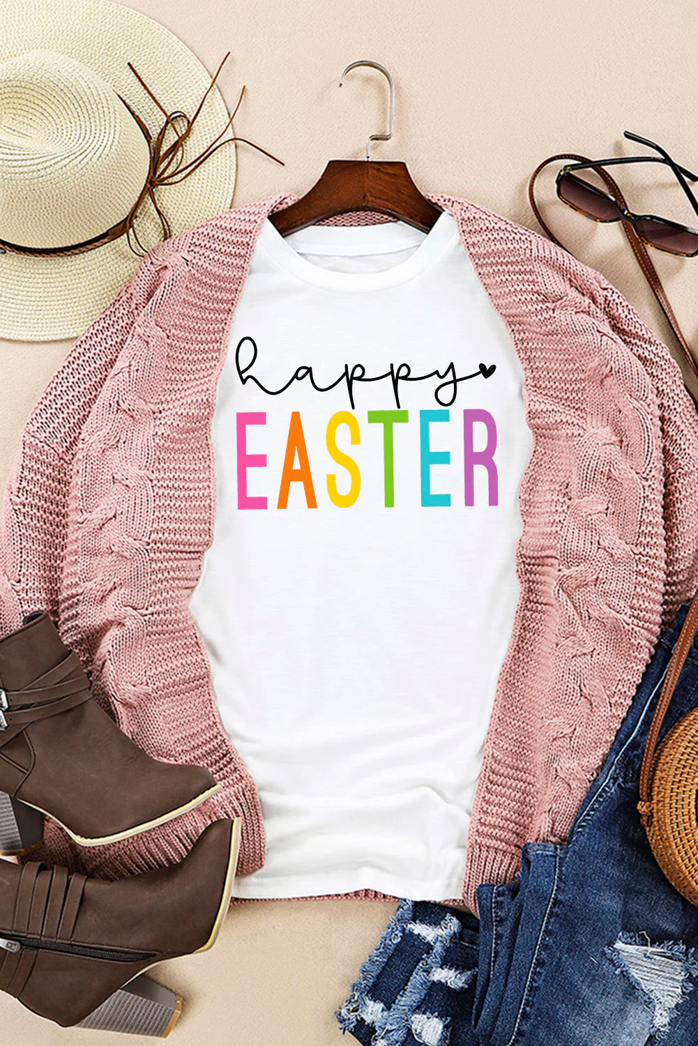 HAPPY EASTER Round Neck Short Sleeve T-Shirt - Image 3