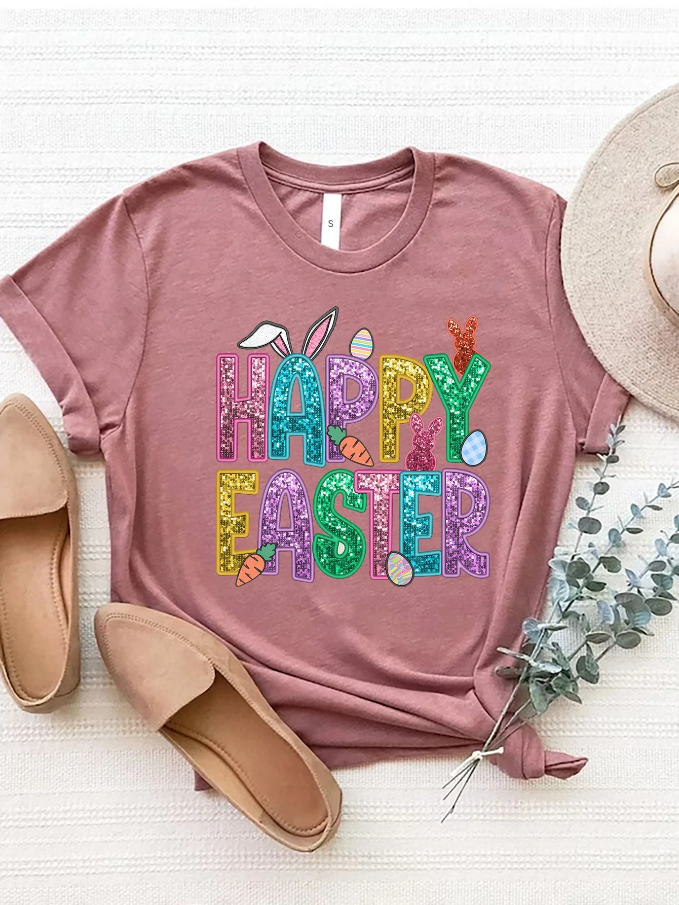 HAPPY EASTER Round Neck Short Sleeve T-Shirt - Image 13