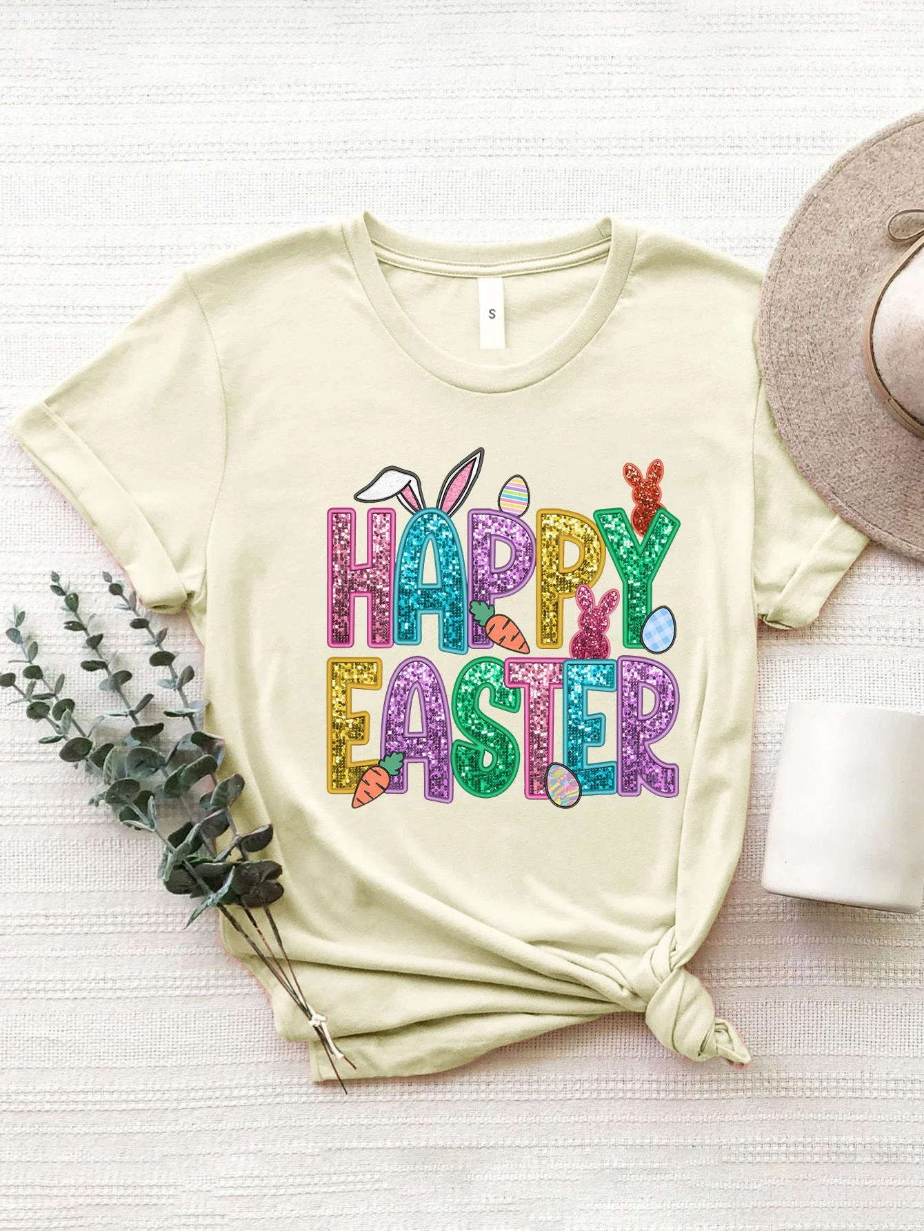 HAPPY EASTER Round Neck Short Sleeve T-Shirt - Image 19