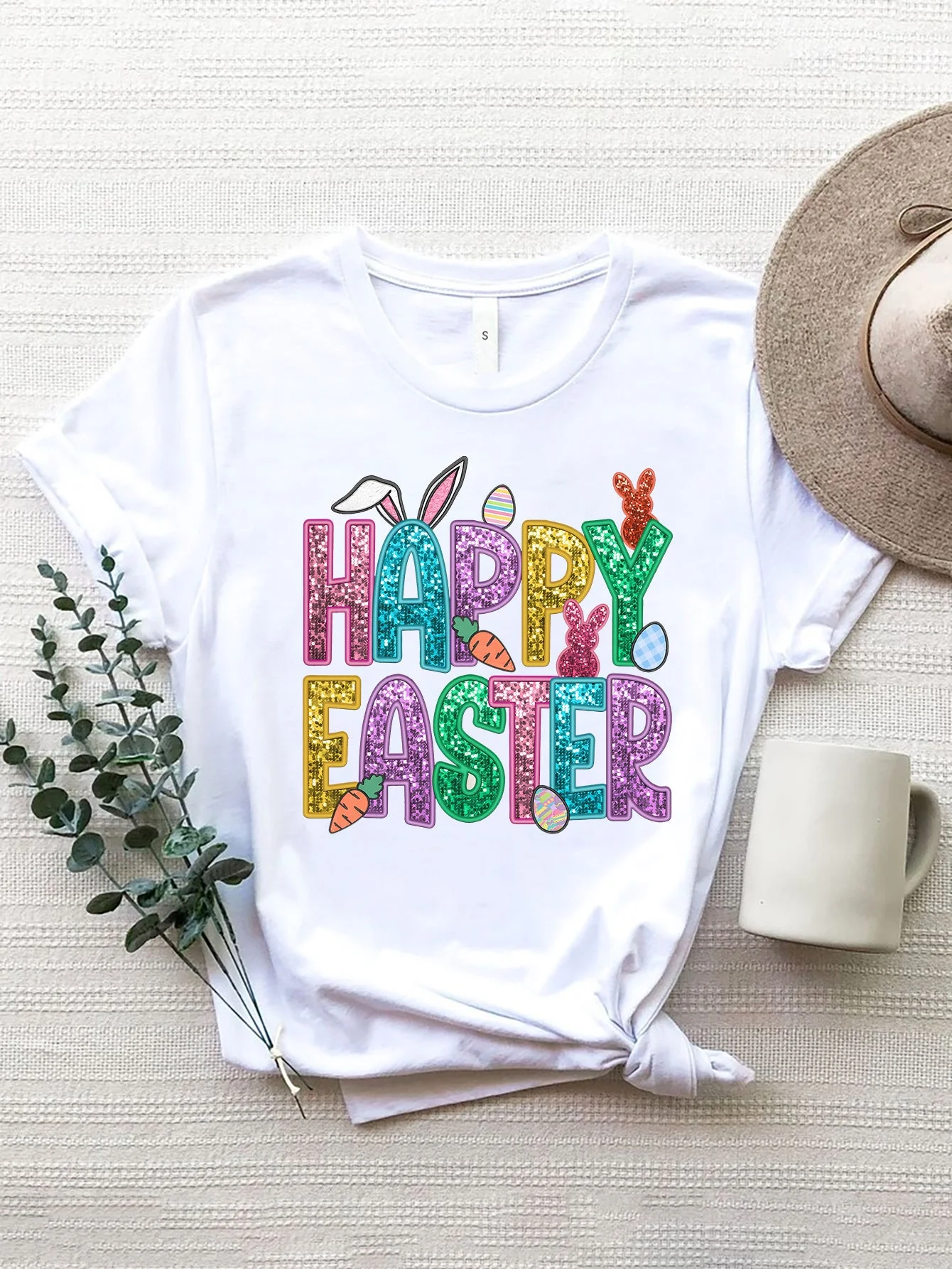 HAPPY EASTER Round Neck Short Sleeve T-Shirt - Image 4