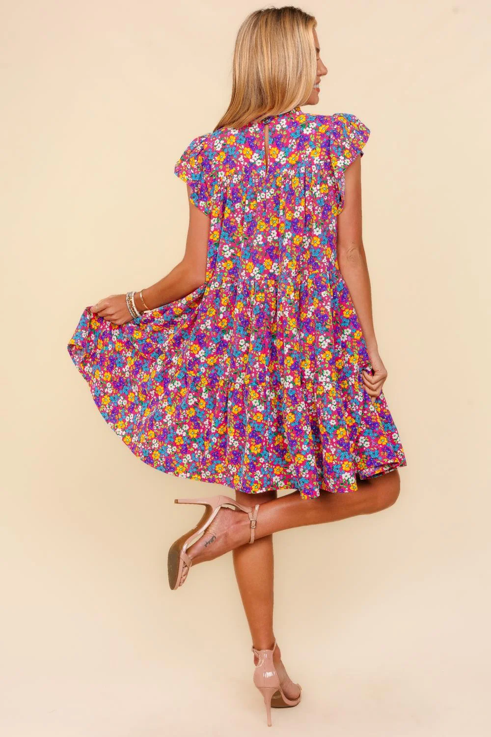 Haptics Frilled Mock Neck Ditsy Floral Dress - Image 2