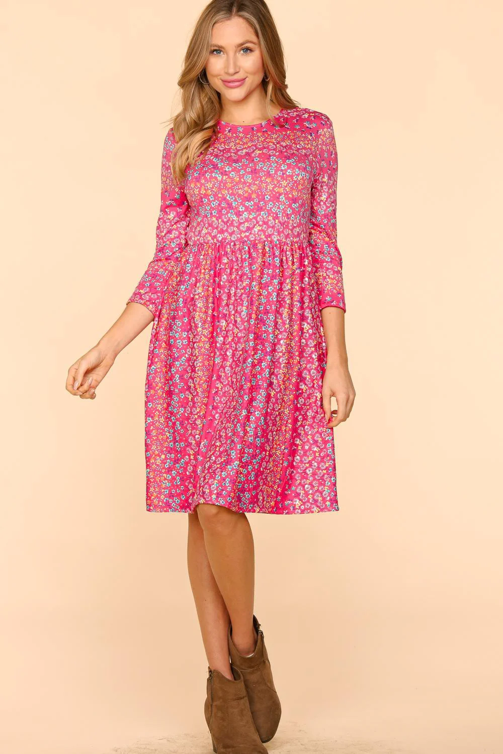 Haptics Round Neck Floral Dress with Pockets - Image 4