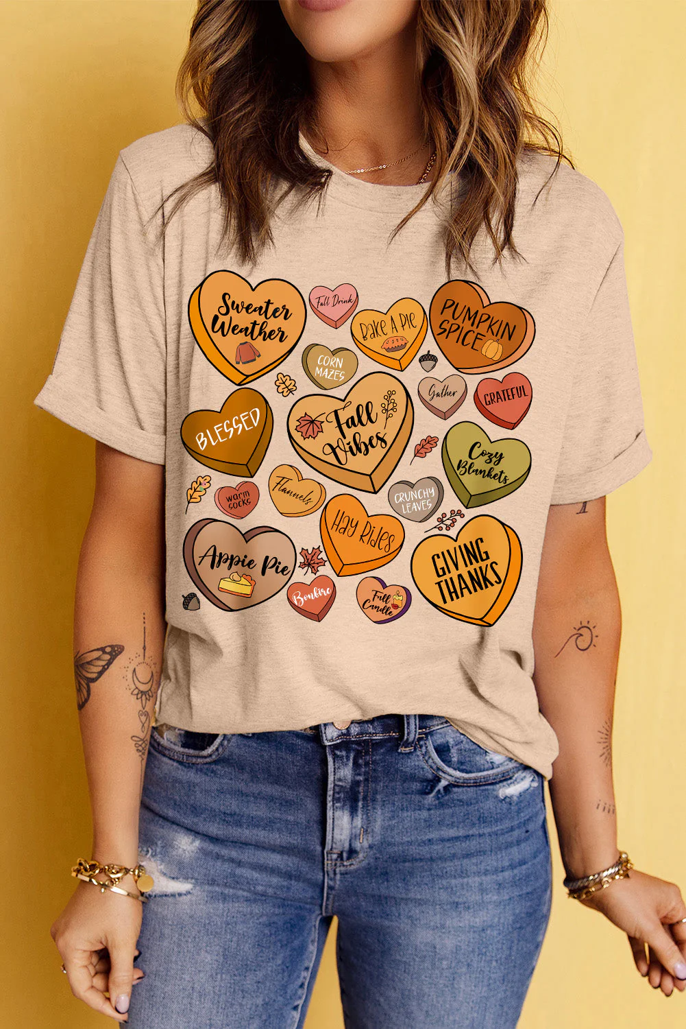Heart Graphic Round Neck Short Sleeve T-Shirt - Image 2