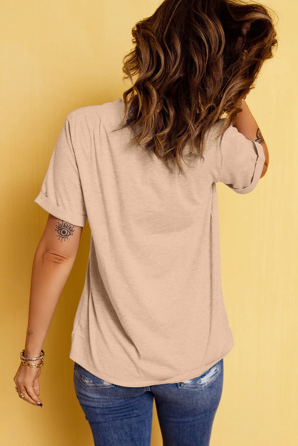 Heart Graphic Round Neck Short Sleeve T-Shirt - Image 3