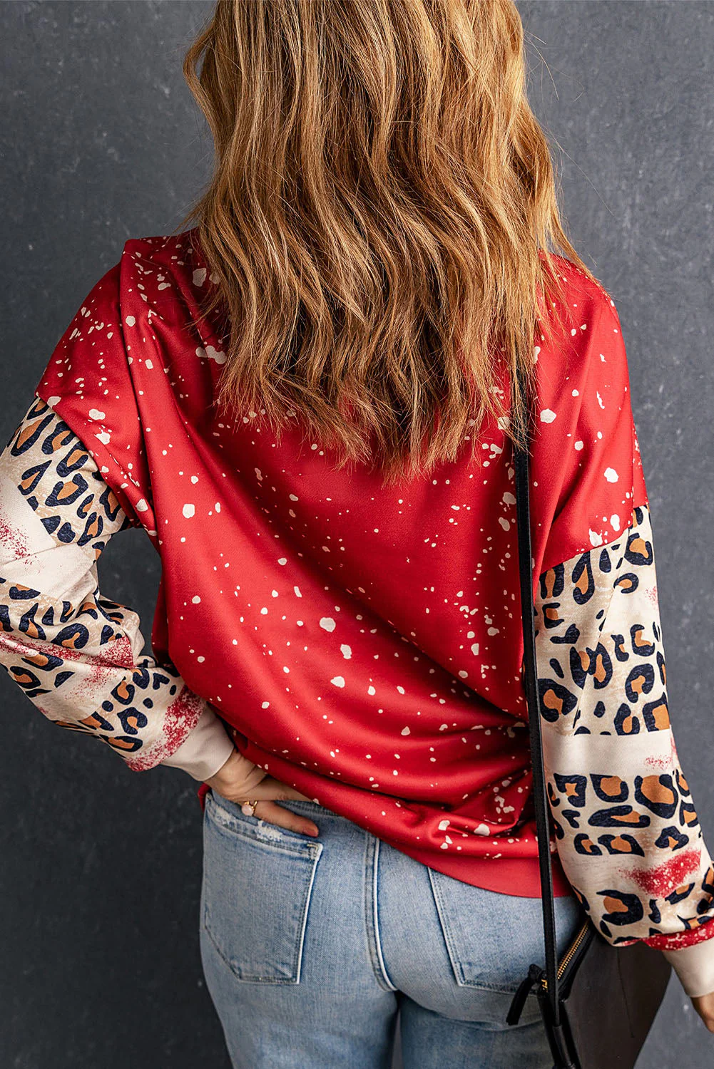 Heart Leopard Round Neck Sweatshirt - Image 2
