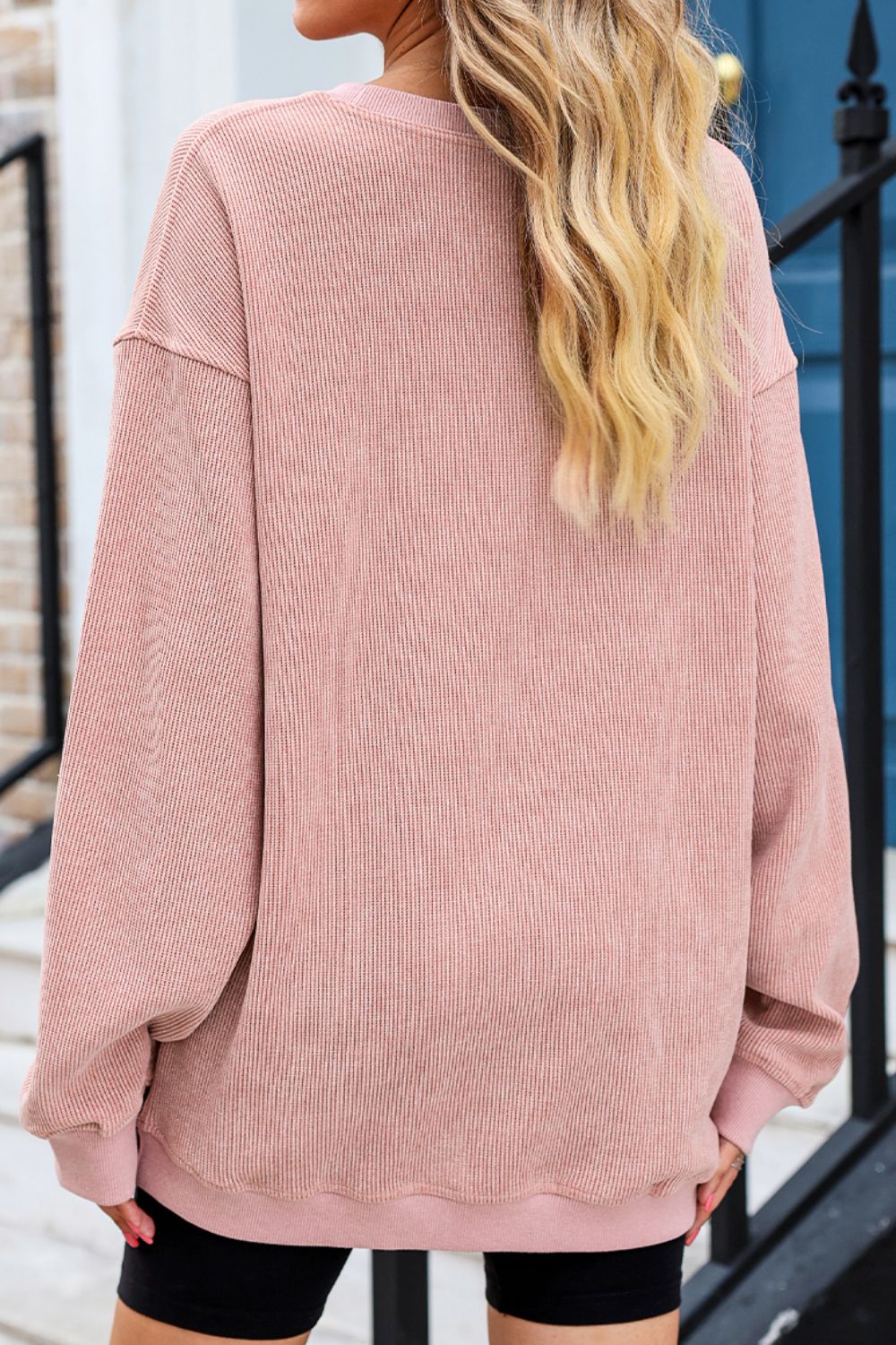 Heart Round Neck Dropped Shoulder Sweatshirt - Image 8