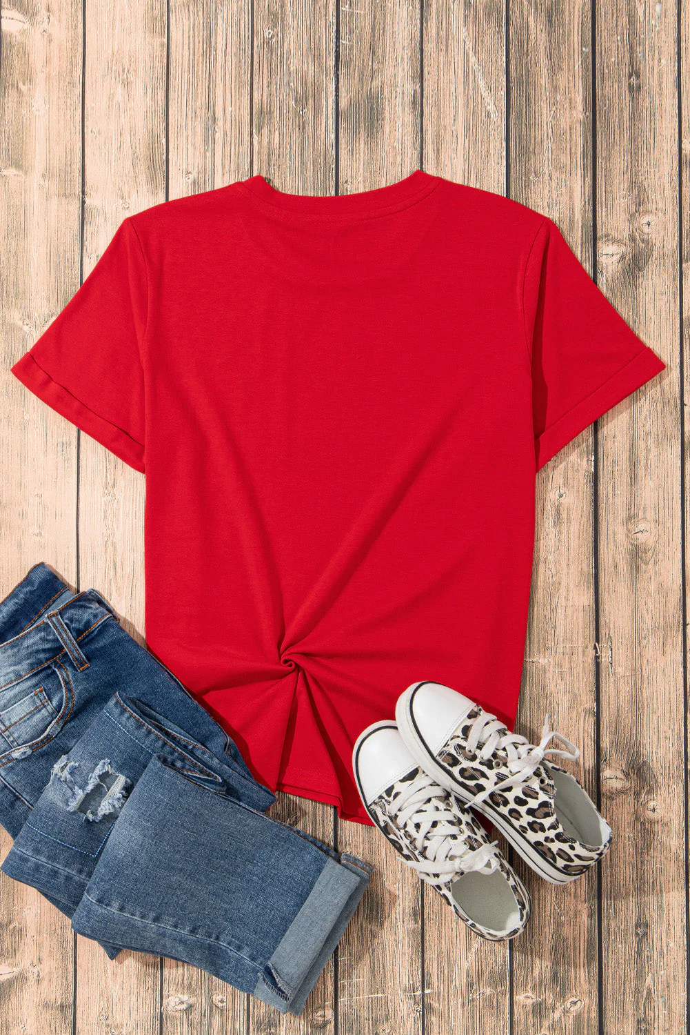 Heart Round Neck Short Sleeve T-Shirt - Image 6
