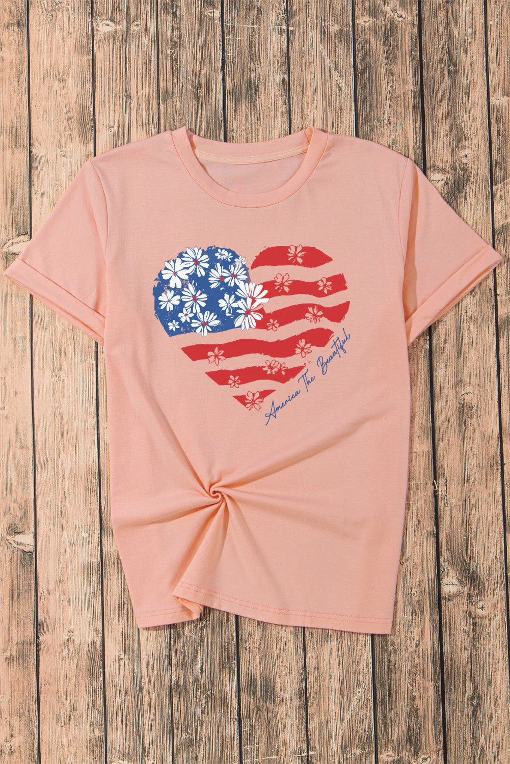 Heart Round Neck Short Sleeve T-Shirt - Image 4