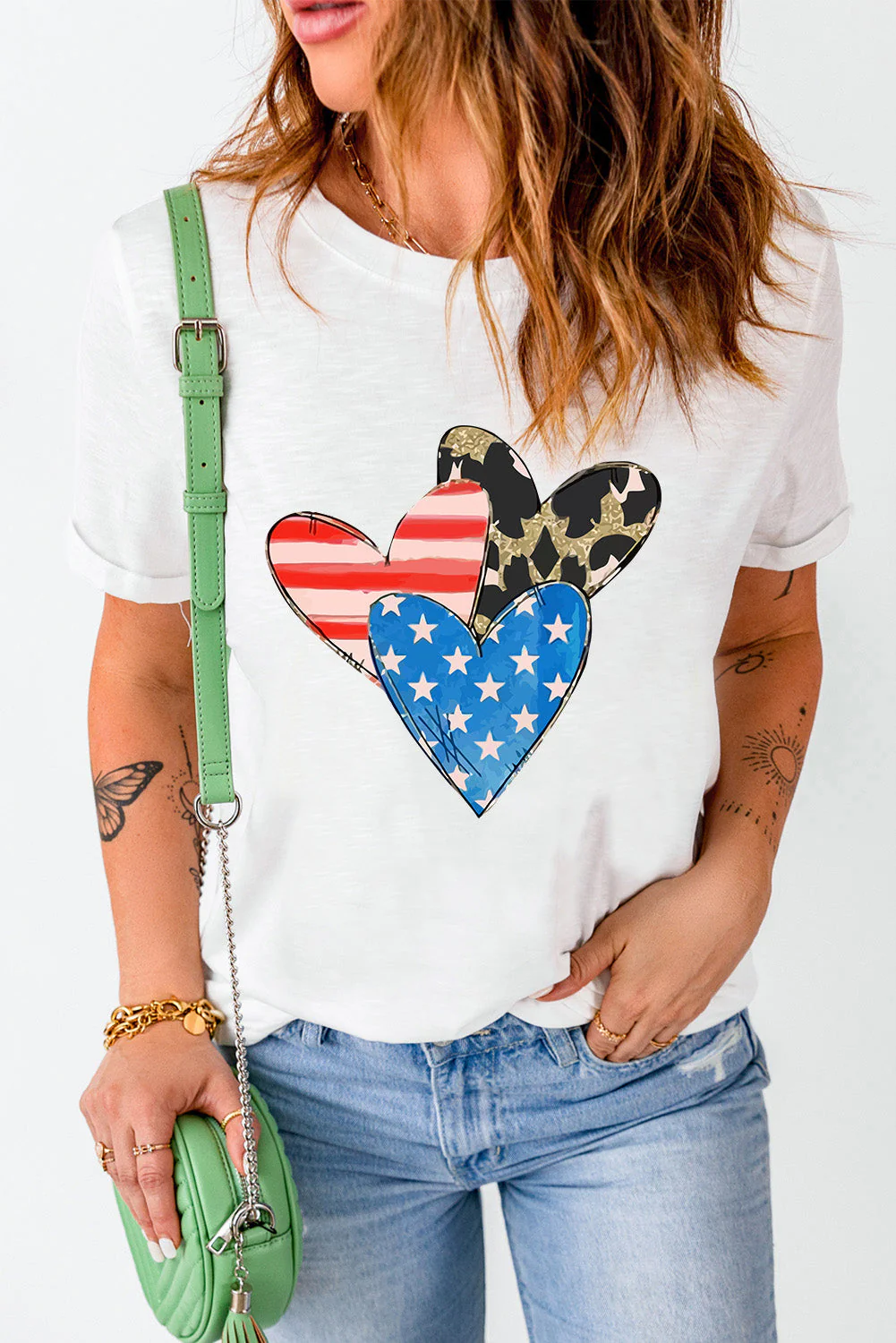 Heart Round Neck Short Sleeve T-Shirt - Image 2