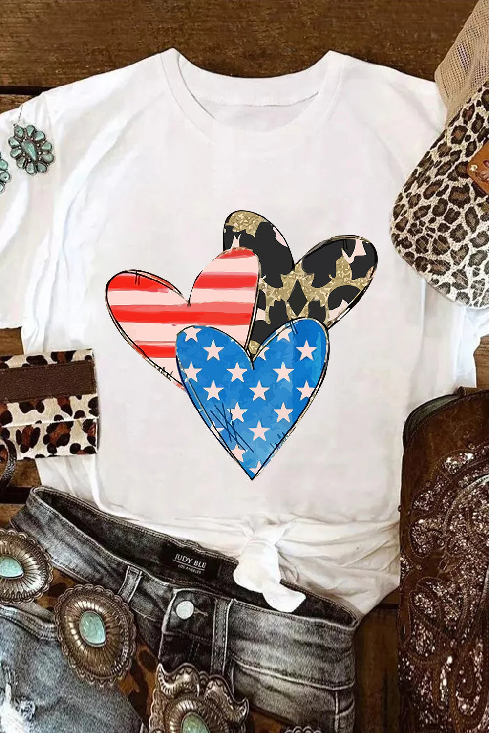Heart Round Neck Short Sleeve T-Shirt - Image 6