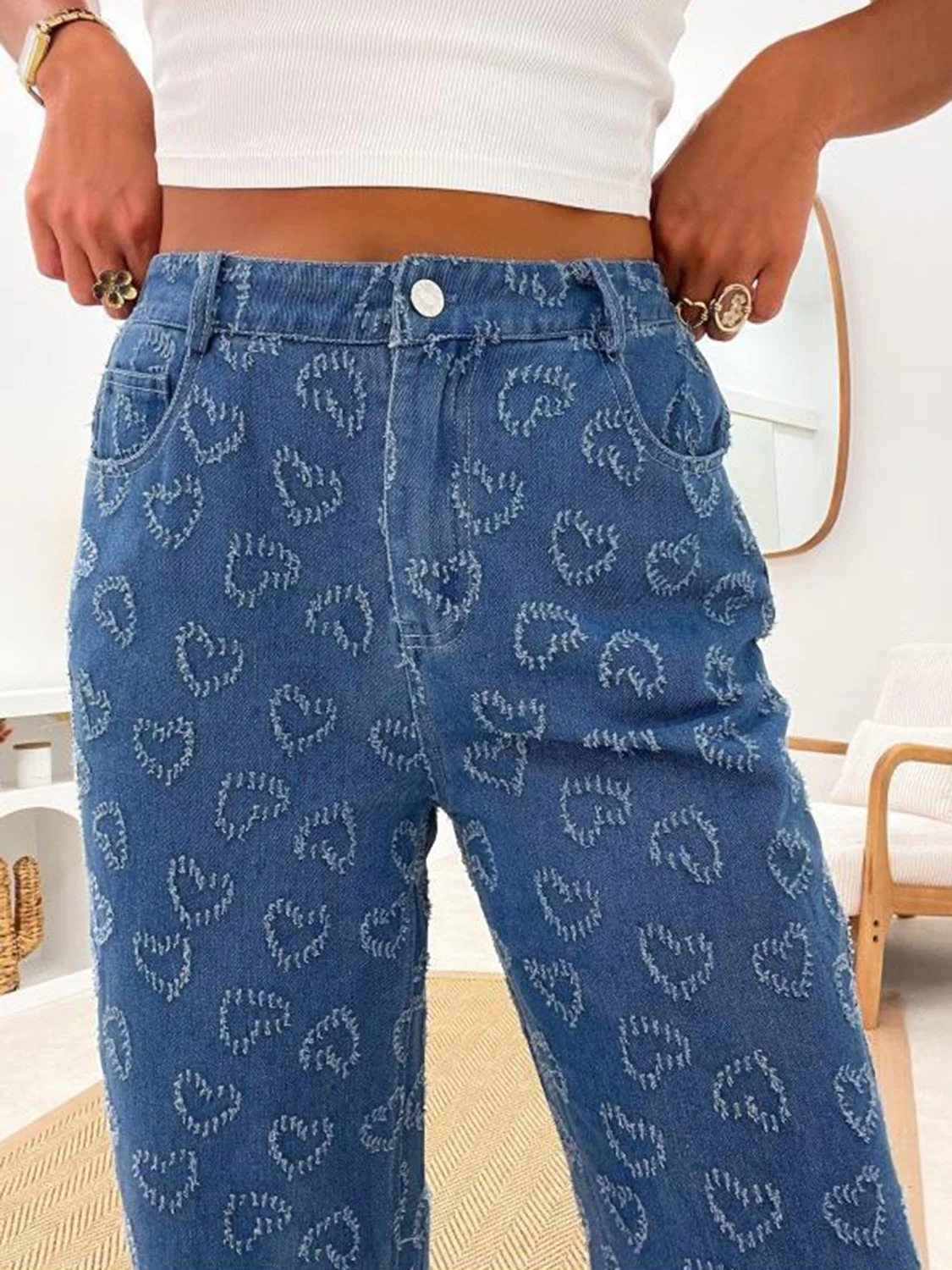 Heart Washed straight Leg Jeans - Image 2