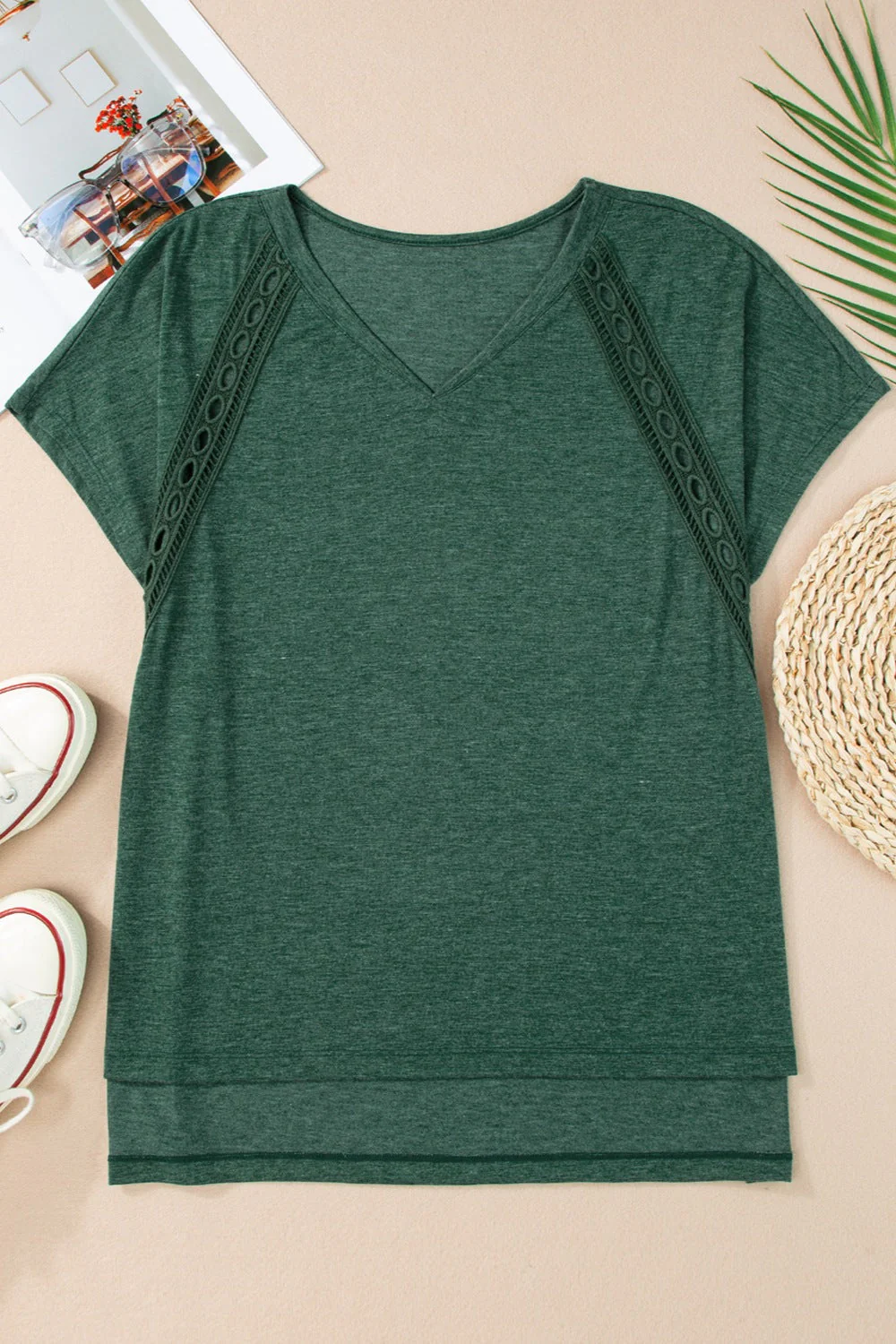 Heathered V-Neck Short Sleeve T-Shirt - Image 5